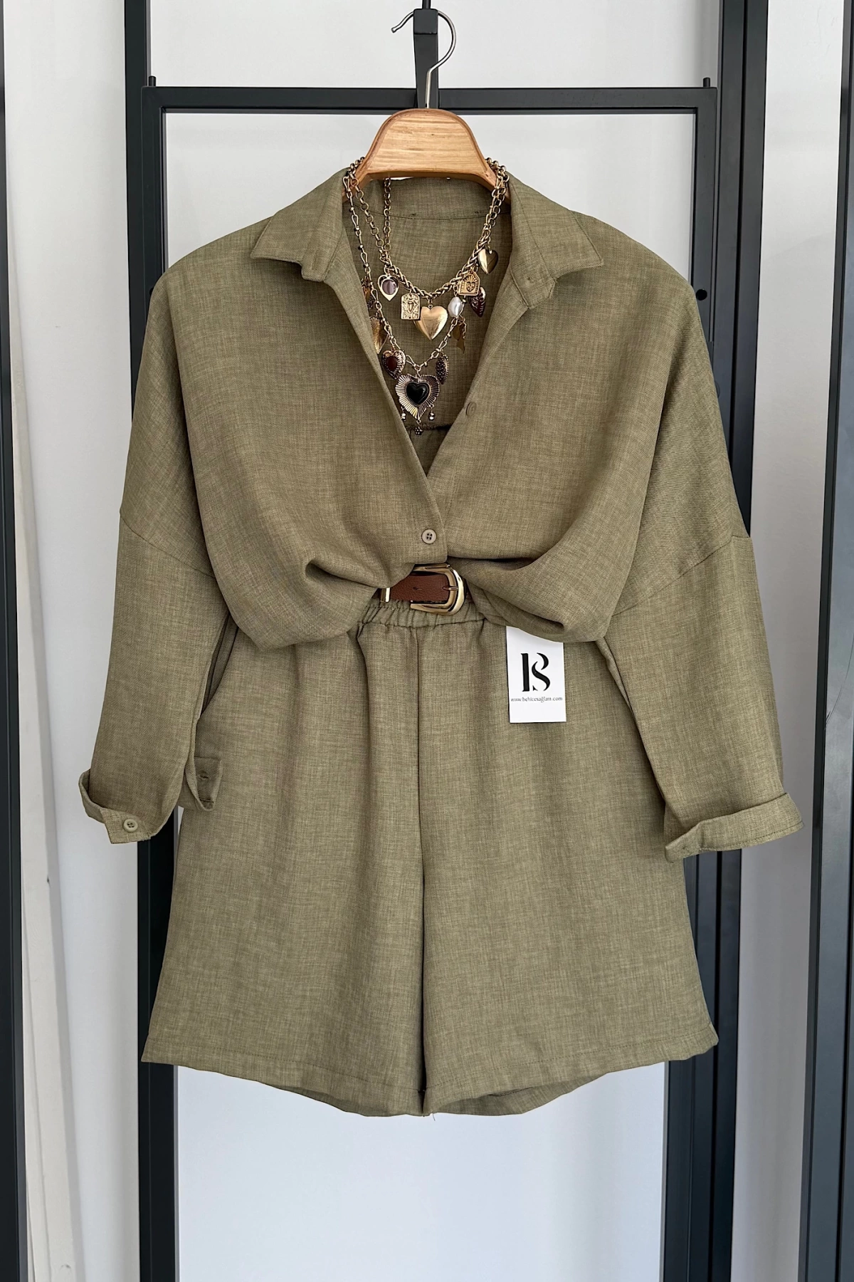 BS Collection Keten Şortlu Takım Haki