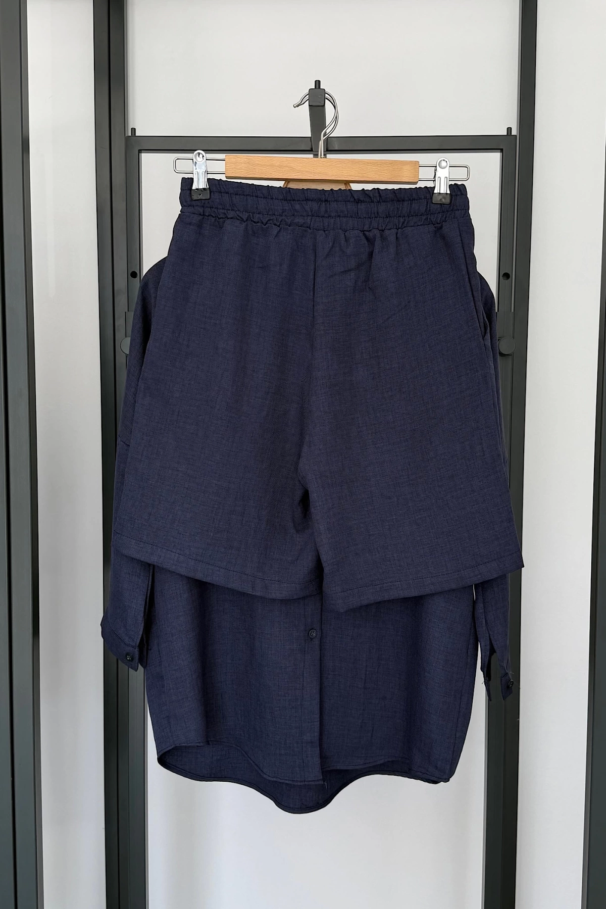 BS Collection Keten Şortlu Takım Lacivert