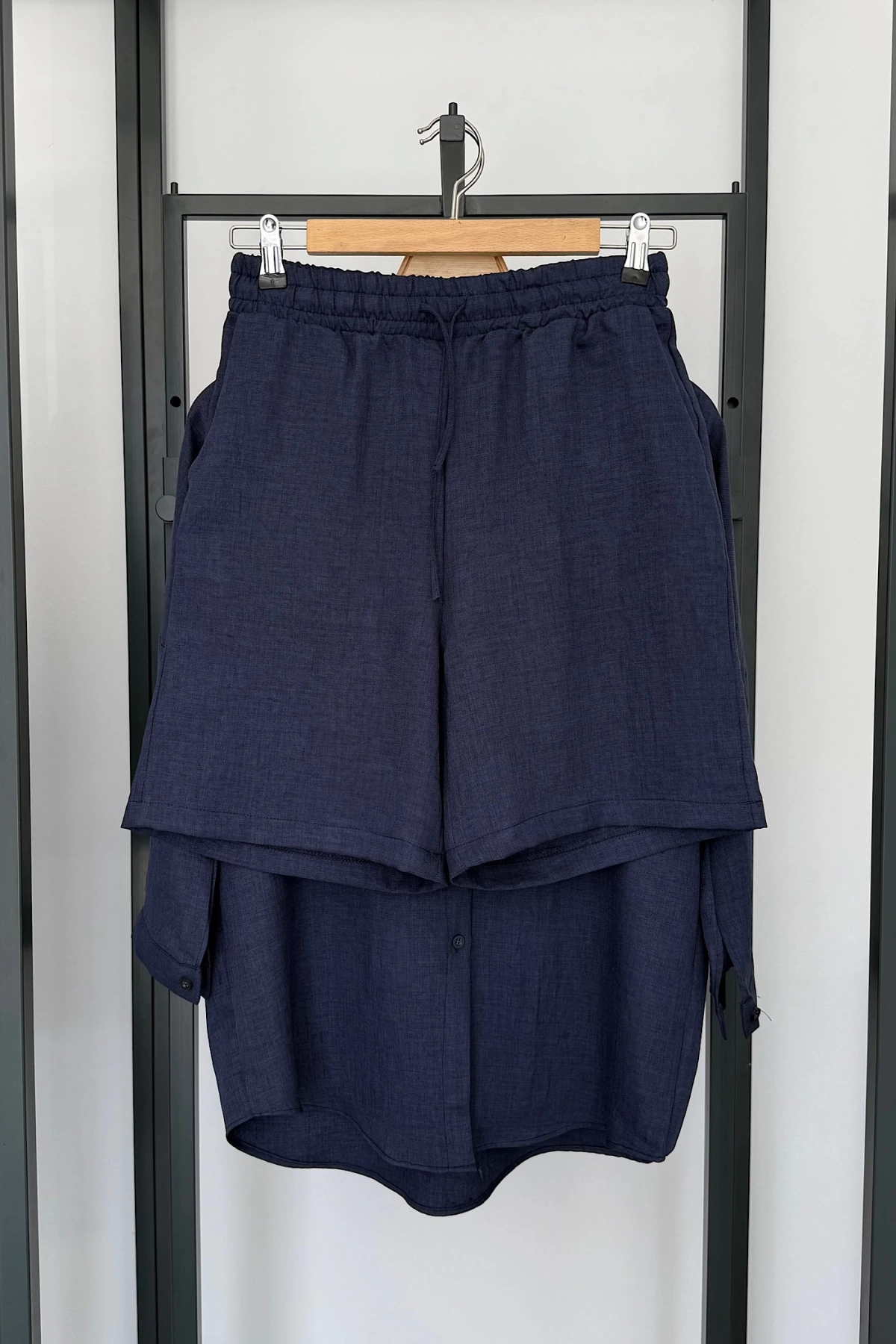 BS Collection Keten Şortlu Takım Lacivert