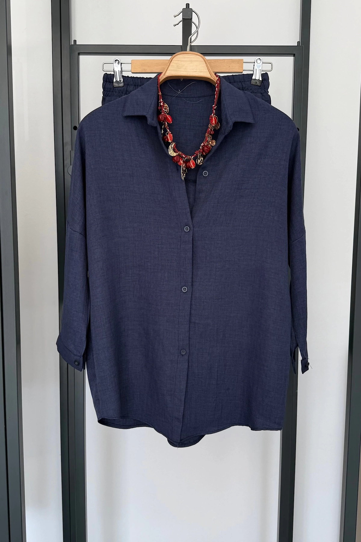 BS Collection Keten Şortlu Takım Lacivert