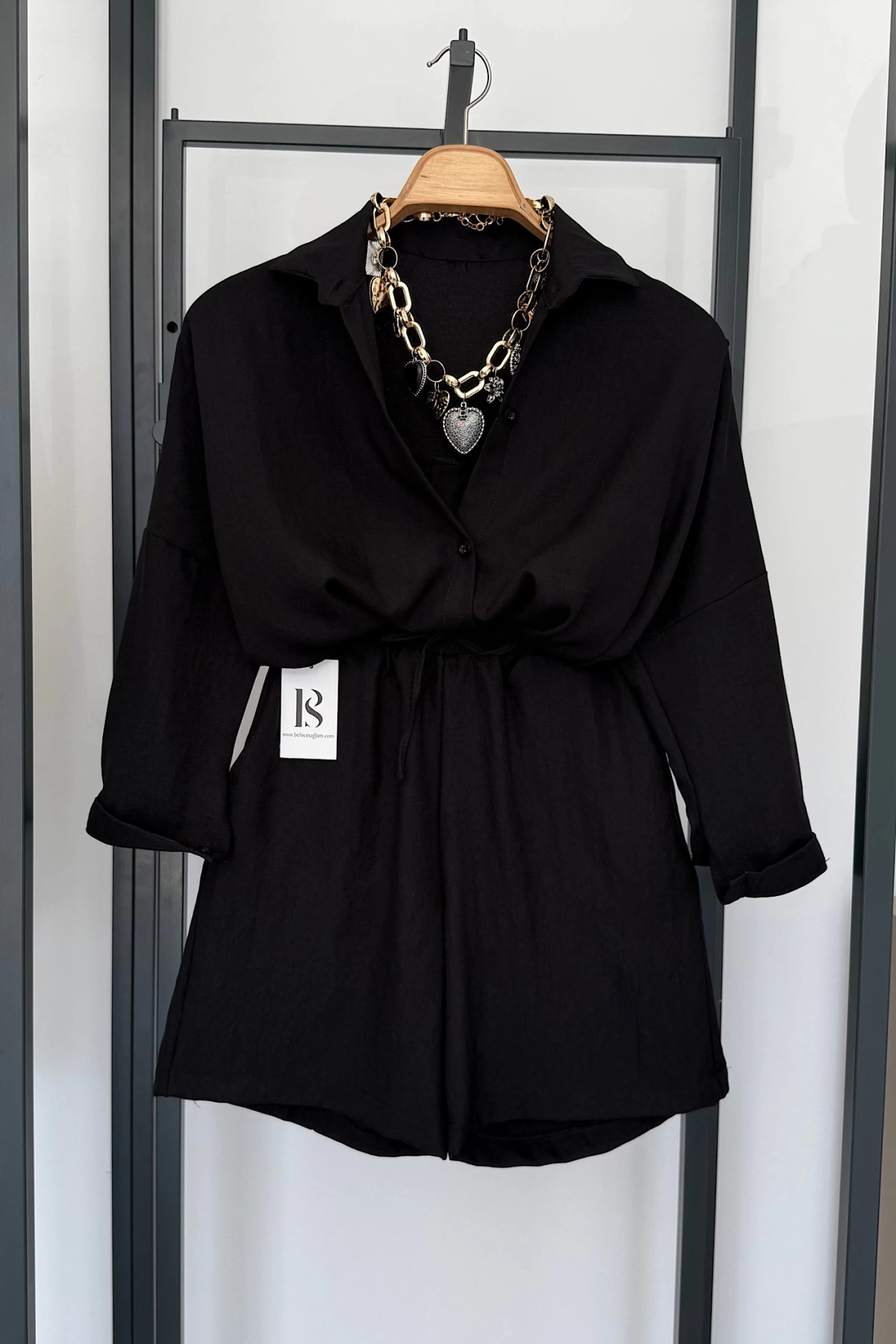 BS Collection Keten Şortlu Takım Siyah