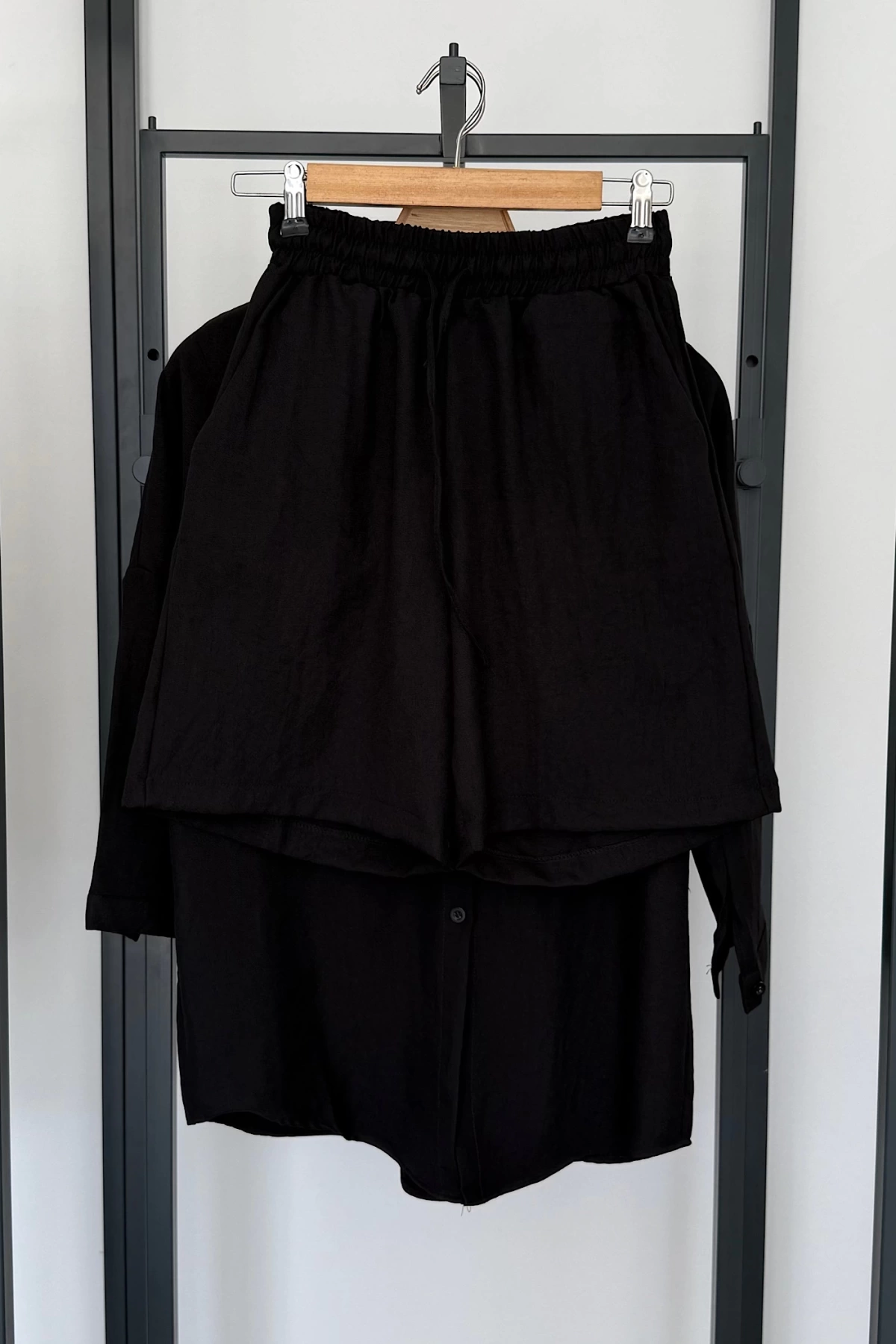 BS Collection Keten Şortlu Takım Siyah