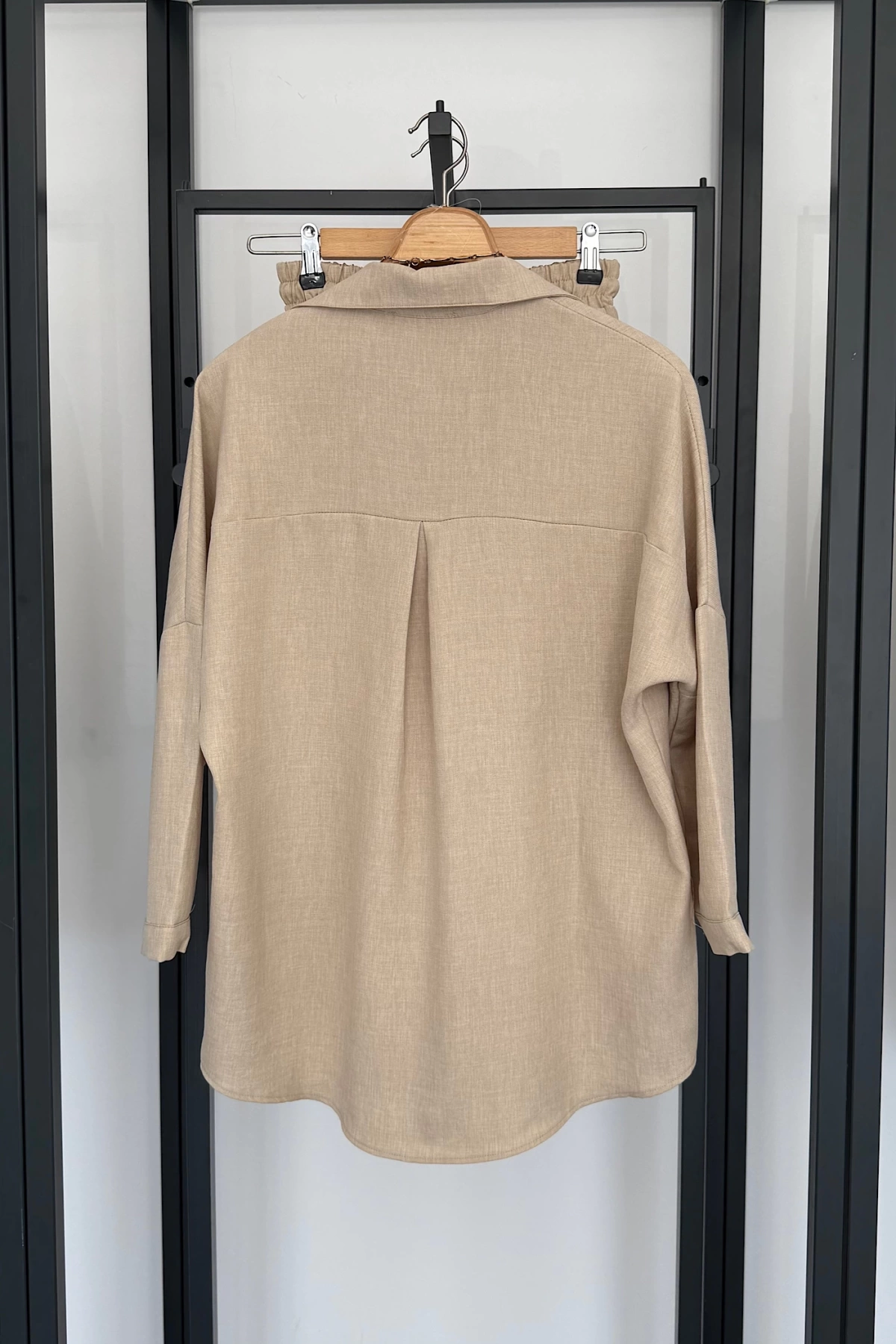 BS Collection Keten Şortlu Takım Taş