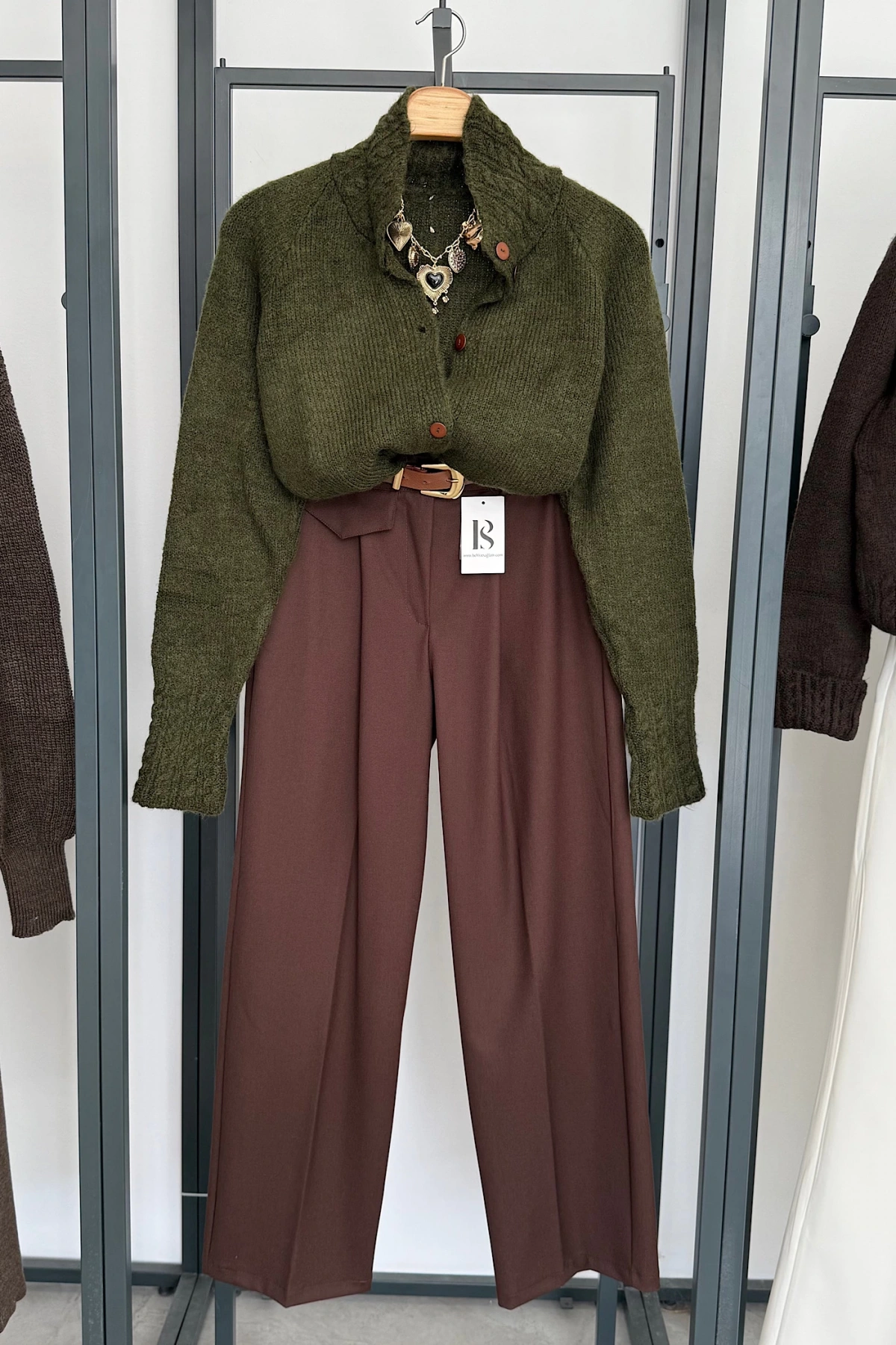 Bs Collection Palazzo Kumaş Pantolon Kahverengi