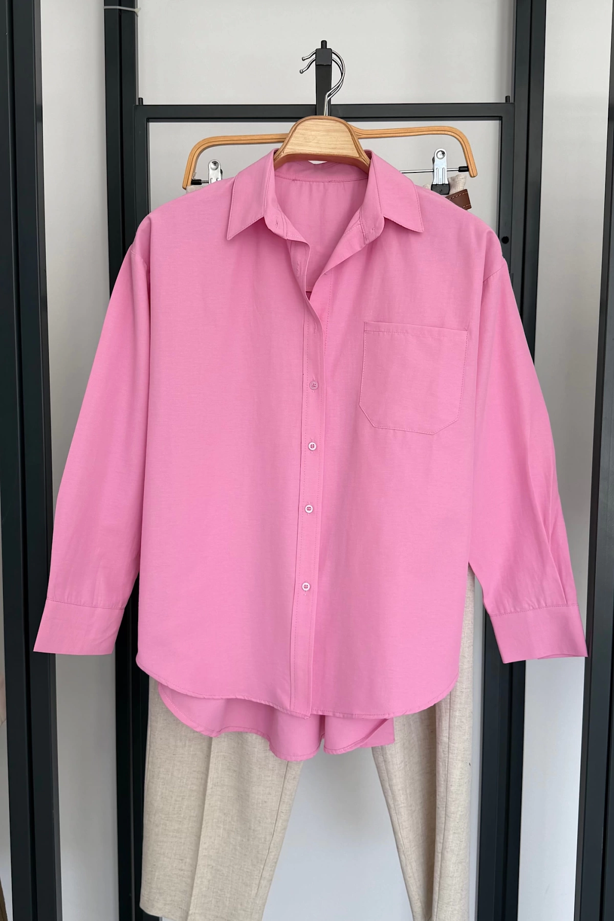Bs Collection Tek Cep Gömlek Pembe