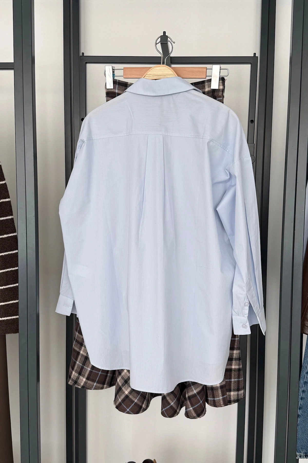 Bs Oversize Poplin Gömlek Bebe Mavi