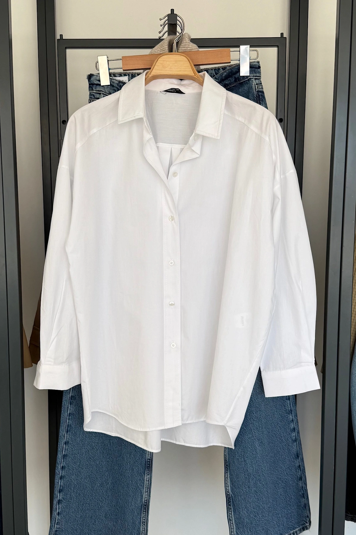 Bs Oversize Poplin Gömlek Beyaz