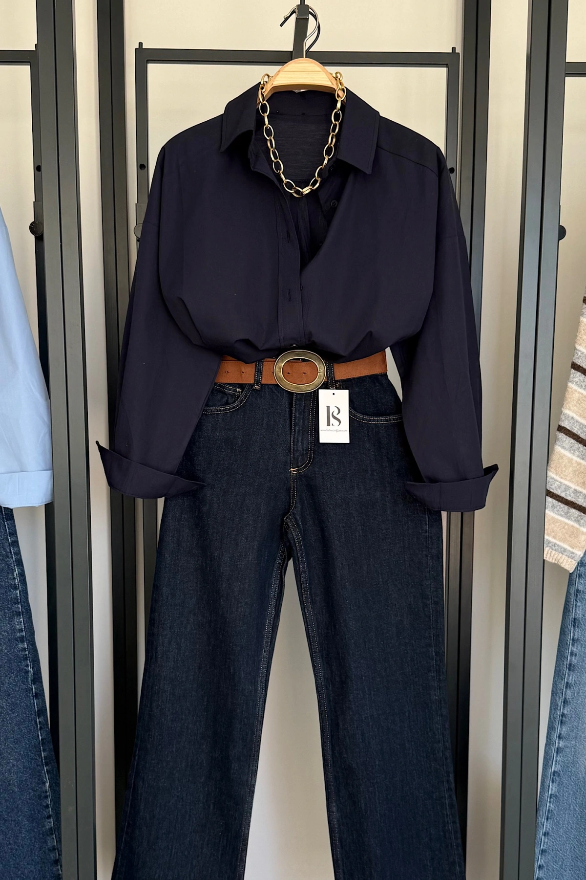 Bs Oversize Poplin Gömlek Lacivert