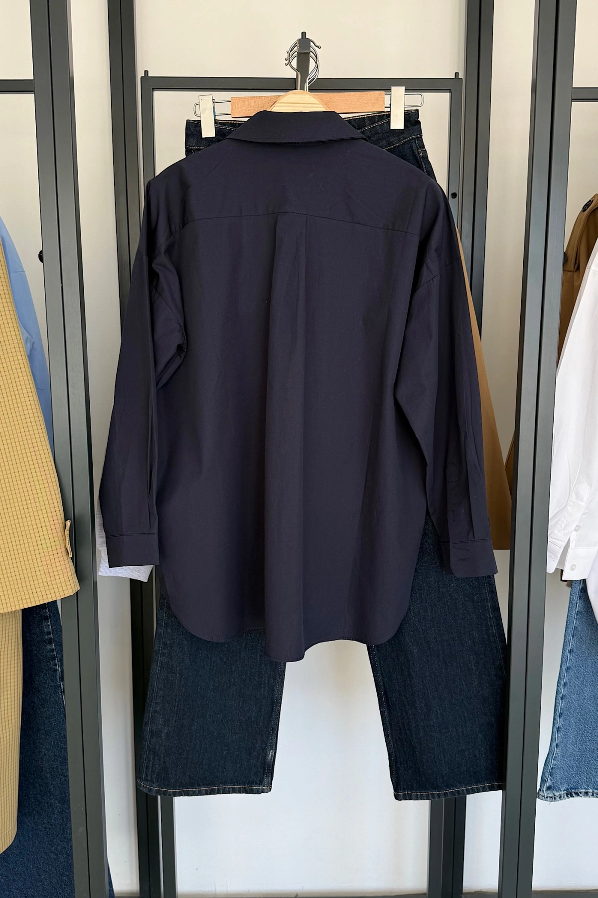 Bs Oversize Poplin Gömlek Lacivert