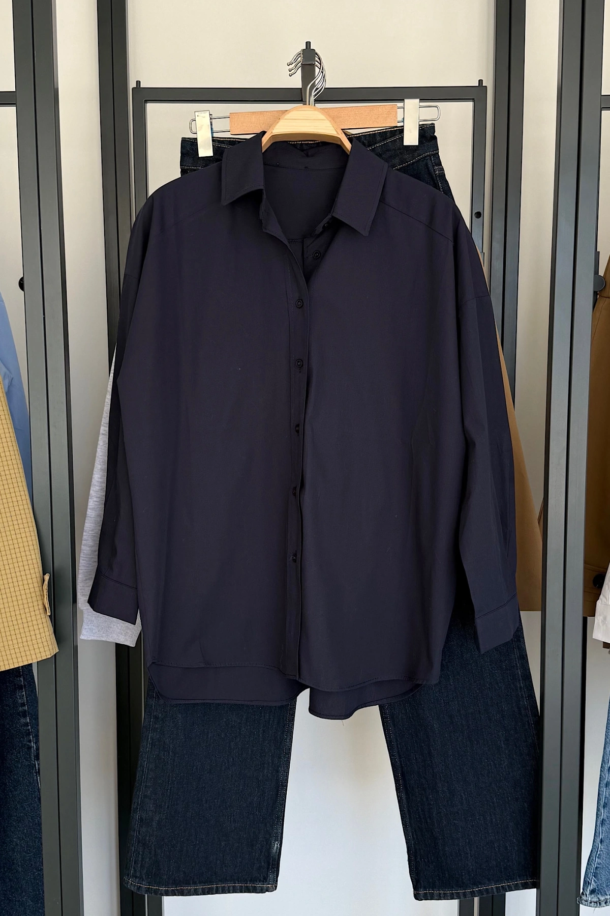 Bs Oversize Poplin Gömlek Lacivert