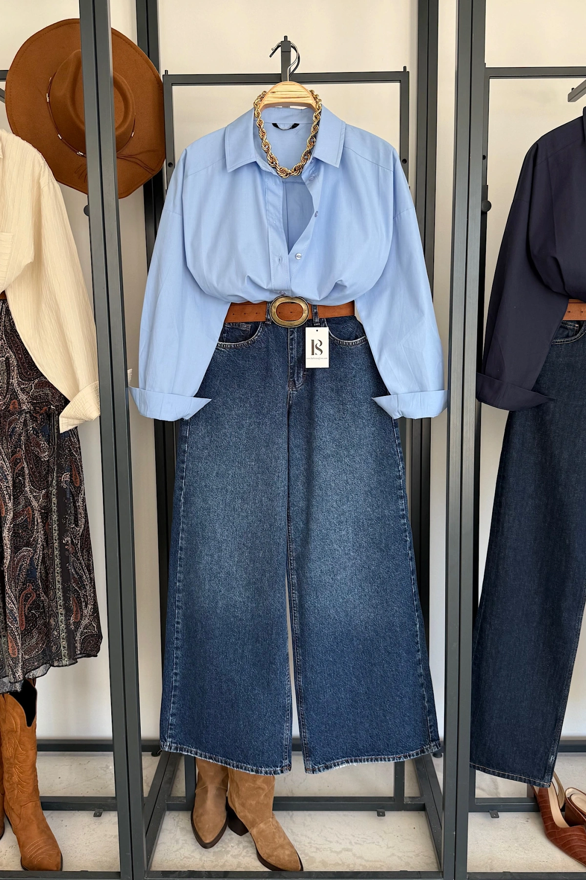 Bs Oversize Poplin Gömlek Mavi