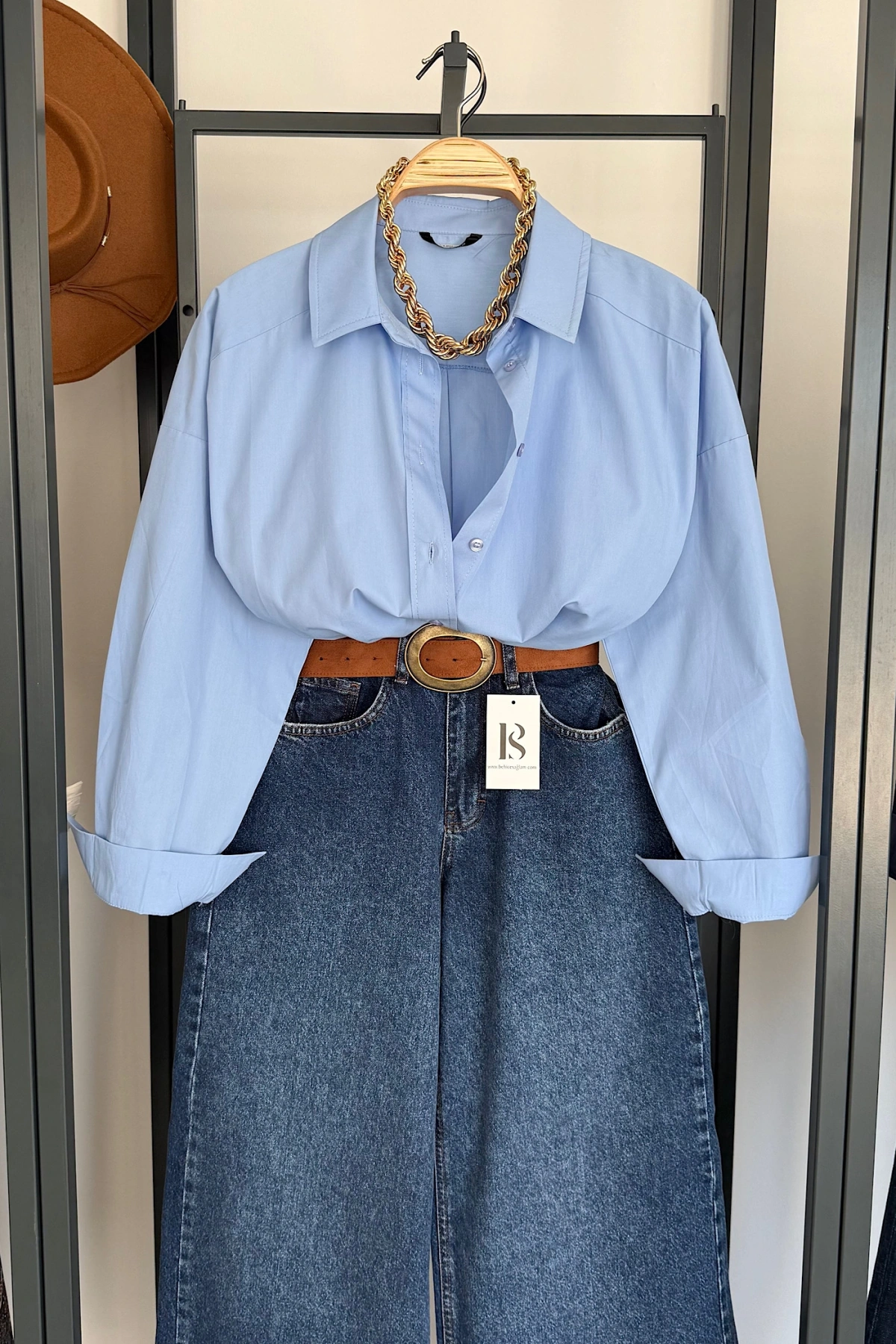 Bs Oversize Poplin Gömlek Mavi