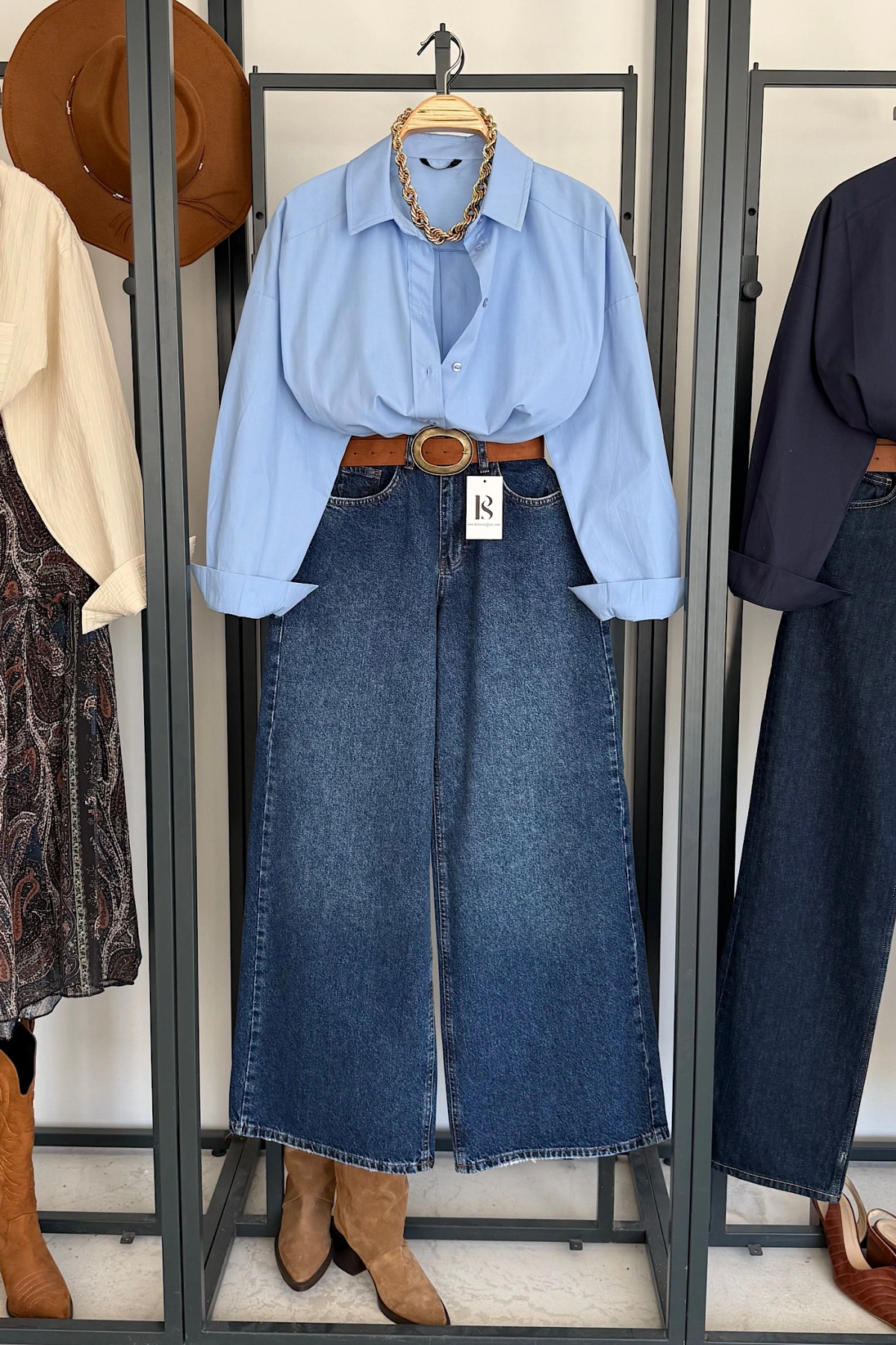 Bs Oversize Poplin Gömlek Mavi