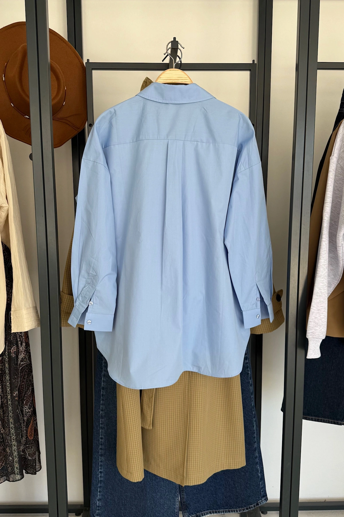 Bs Oversize Poplin Gömlek Mavi