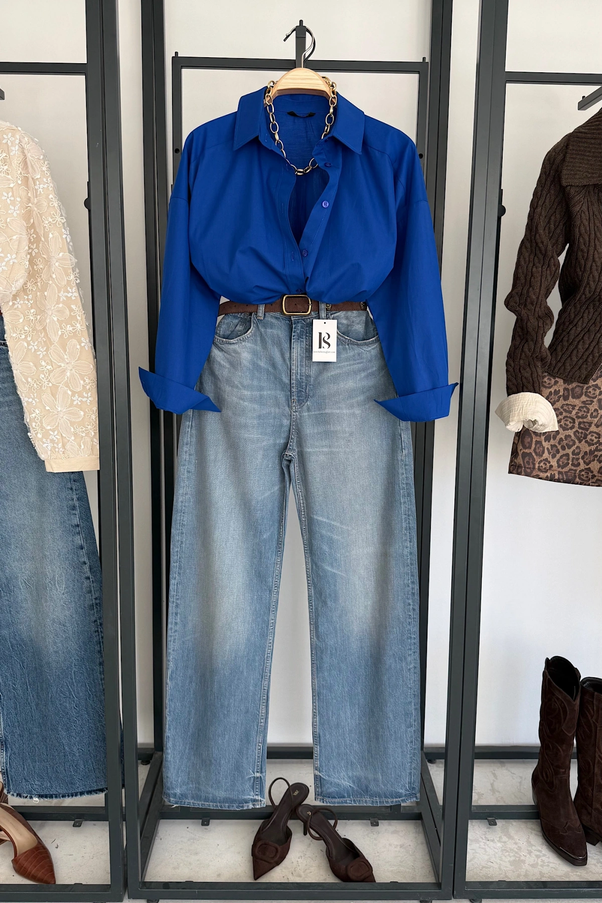 Bs Oversize Poplin Gömlek Saks Mavi