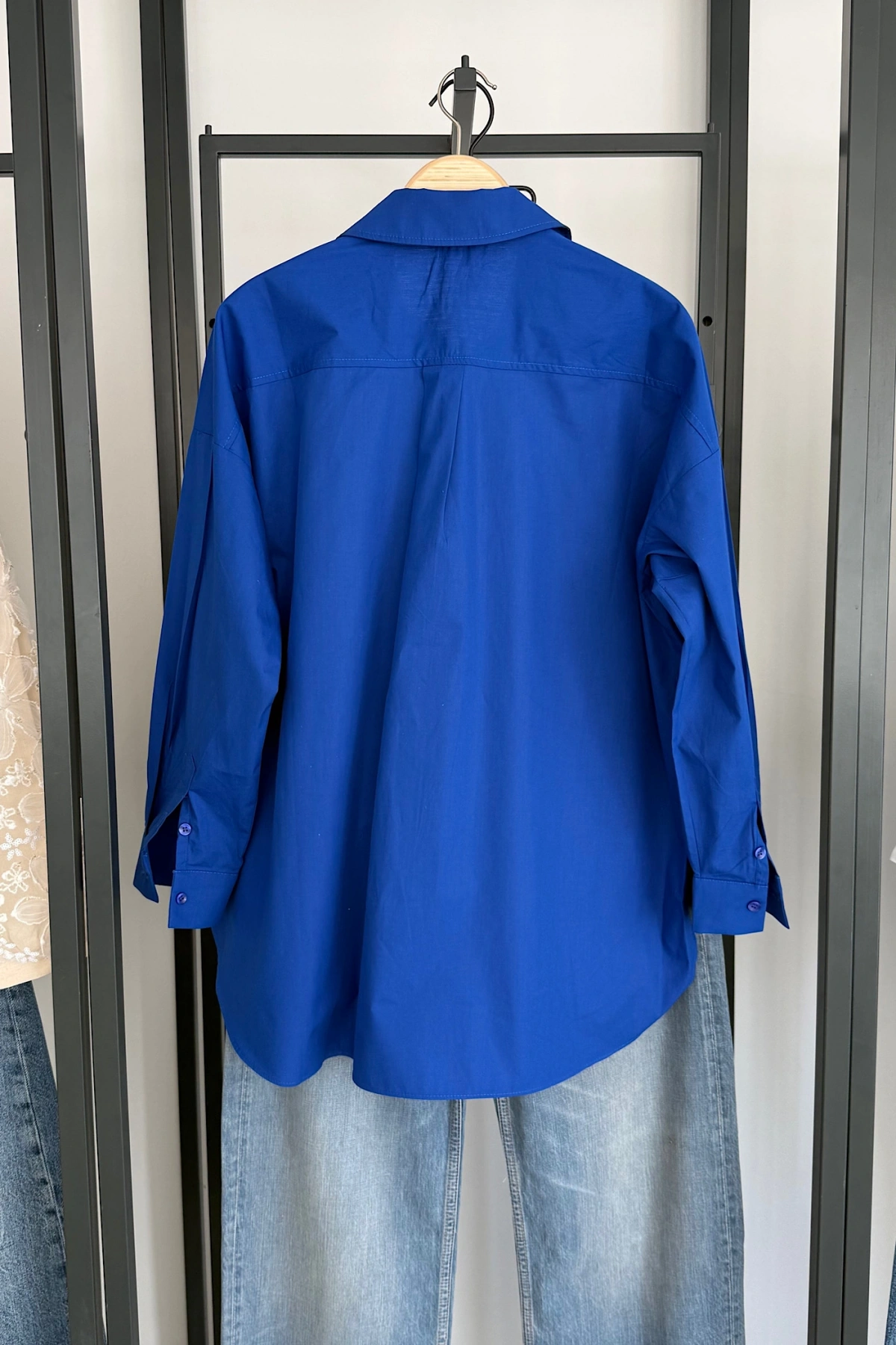 Bs Oversize Poplin Gömlek Saks Mavi
