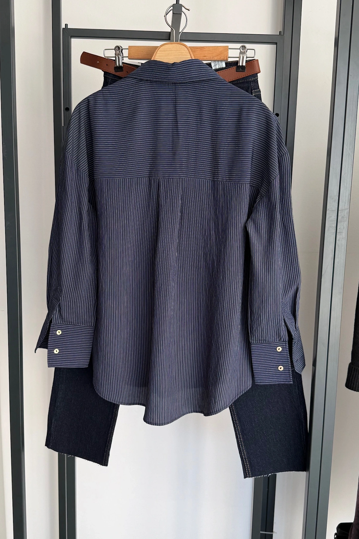 Cepli Çizgili Gömlek Lacivert