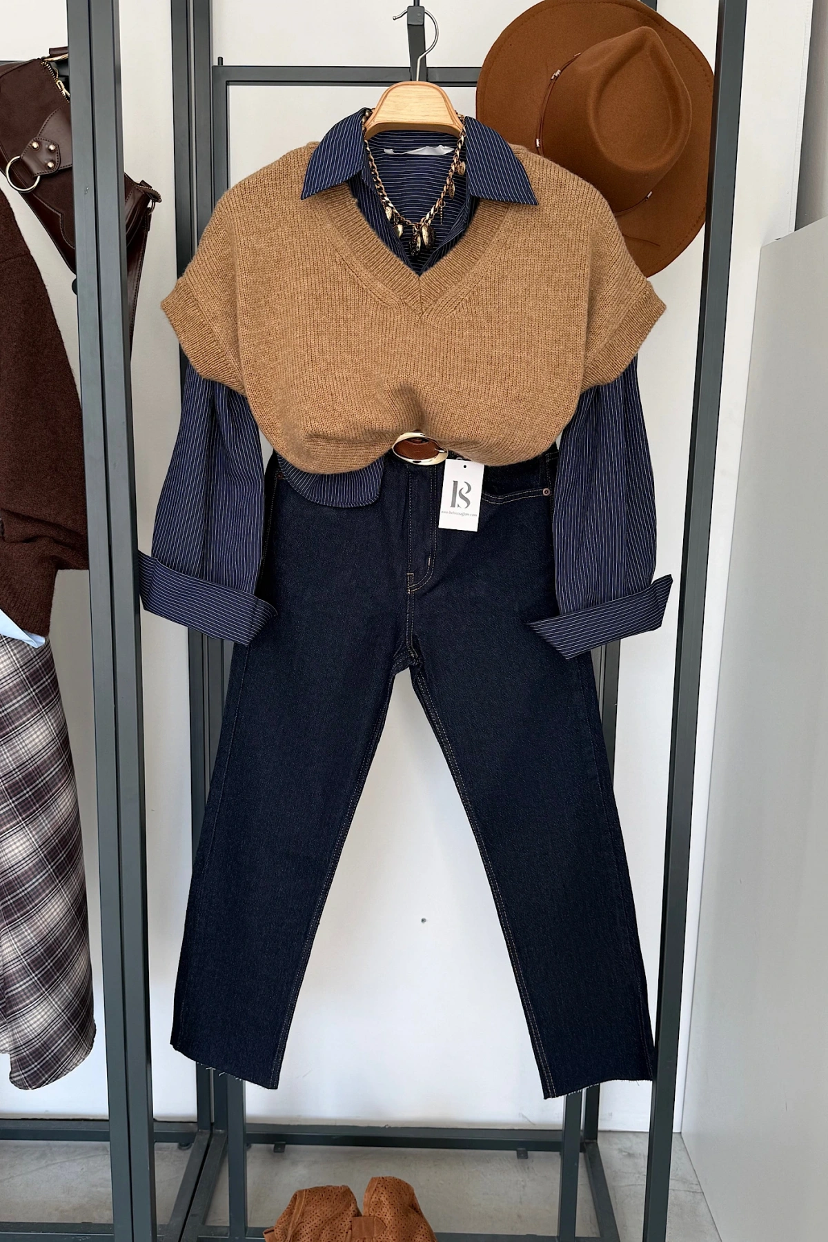 Cepli Çizgili Gömlek Lacivert