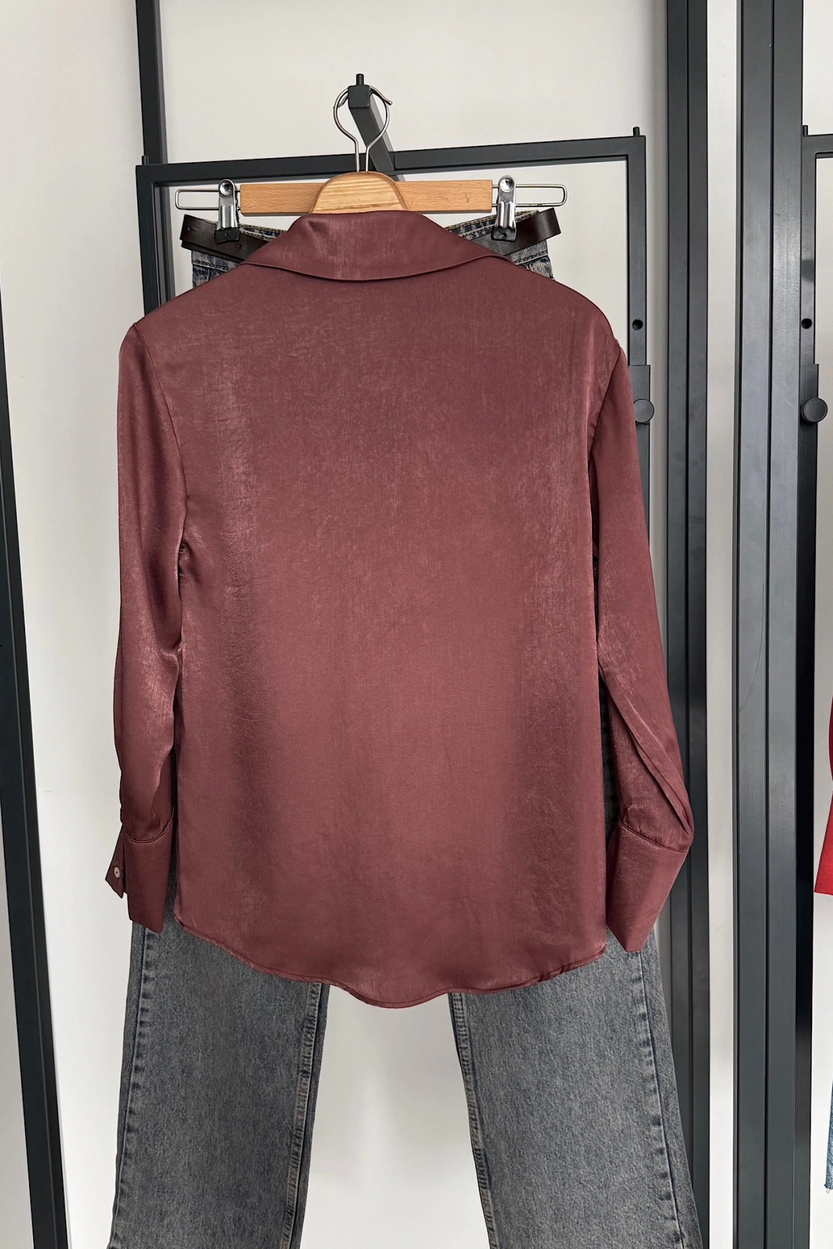 Chanel Saten Gömlek Mürdüm