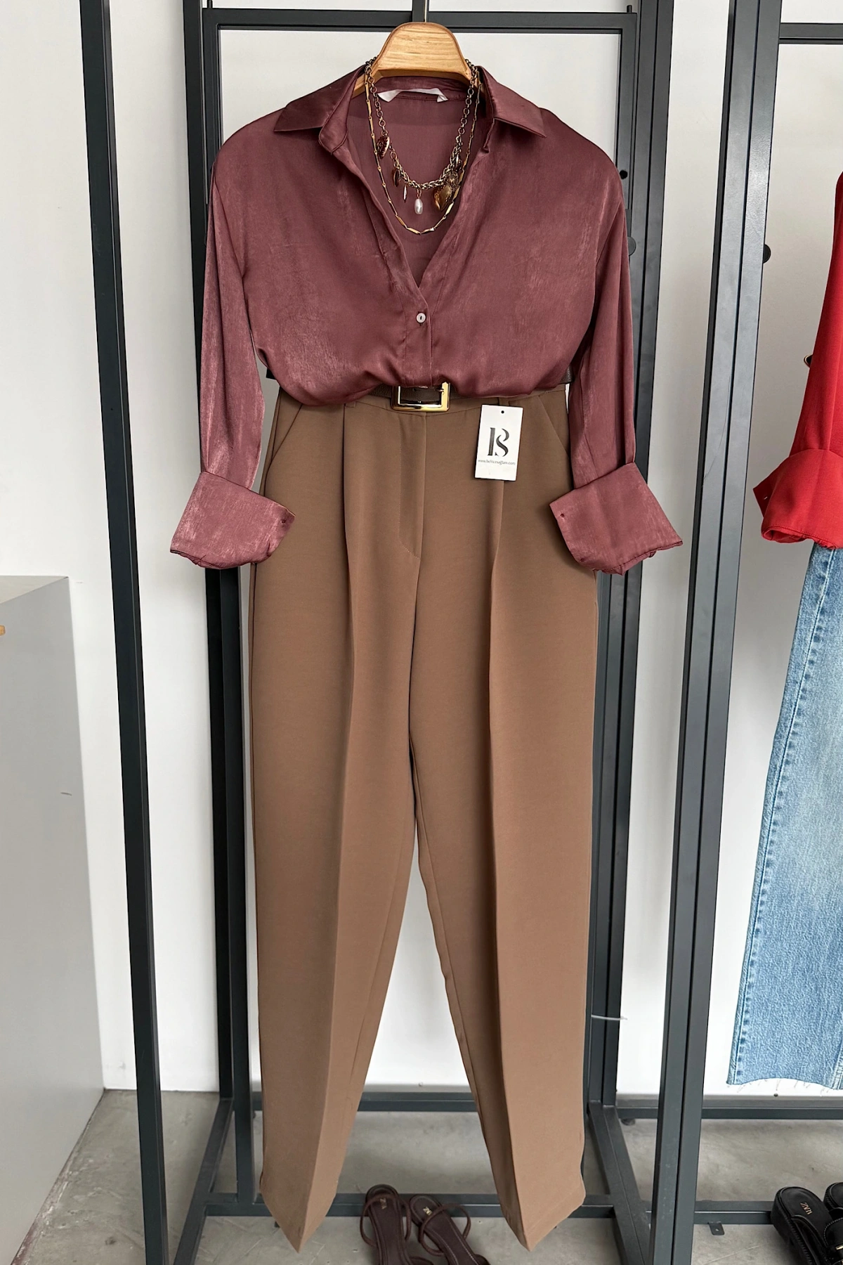 Chanel Saten Gömlek Mürdüm