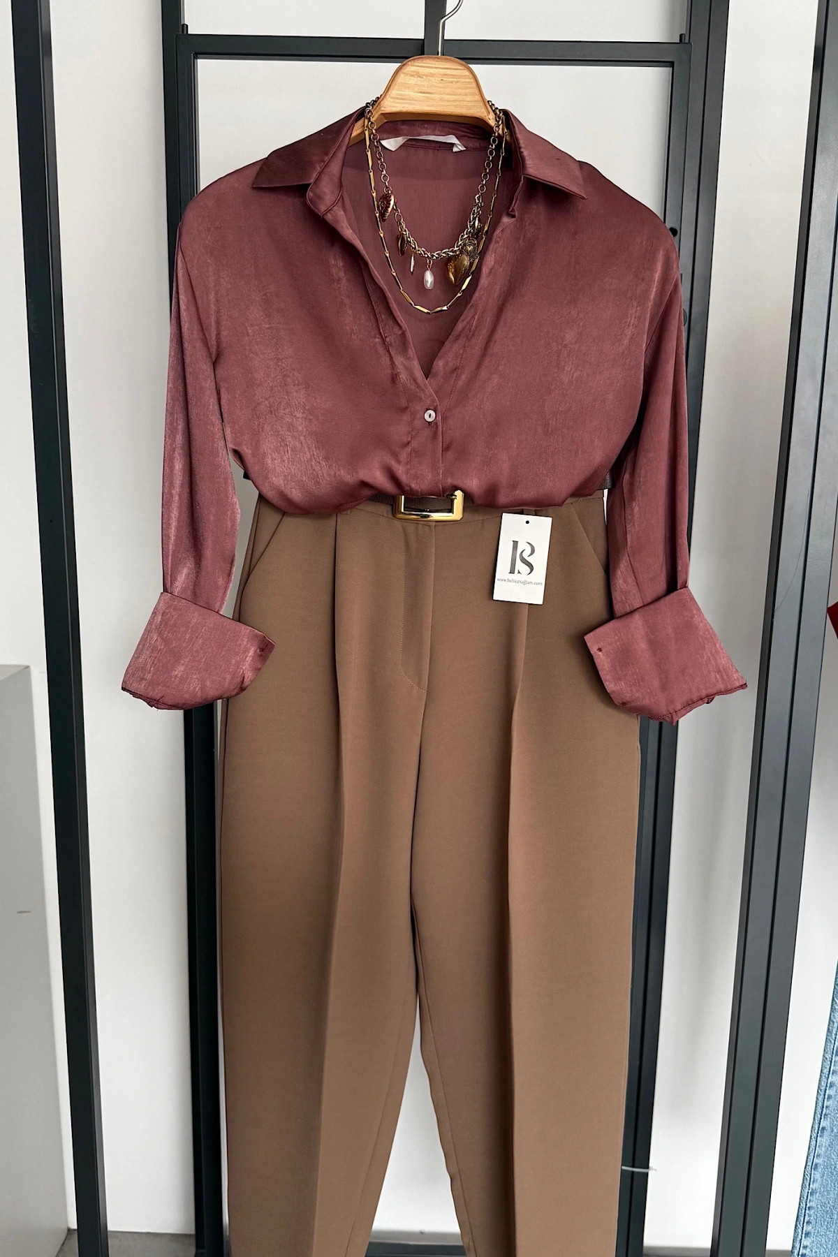 Chanel Saten Gömlek Mürdüm