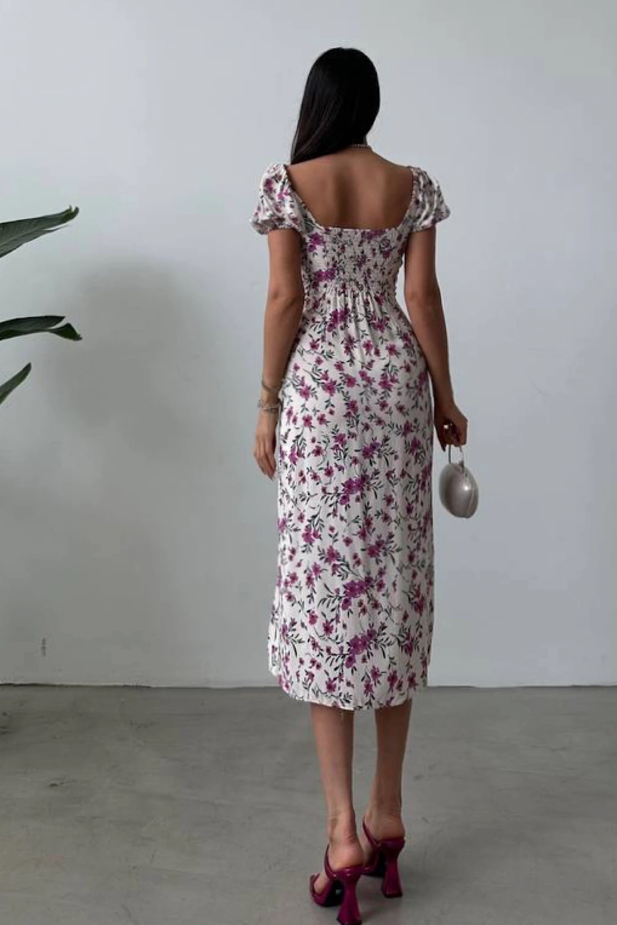 Floral Pattern Slit Dress