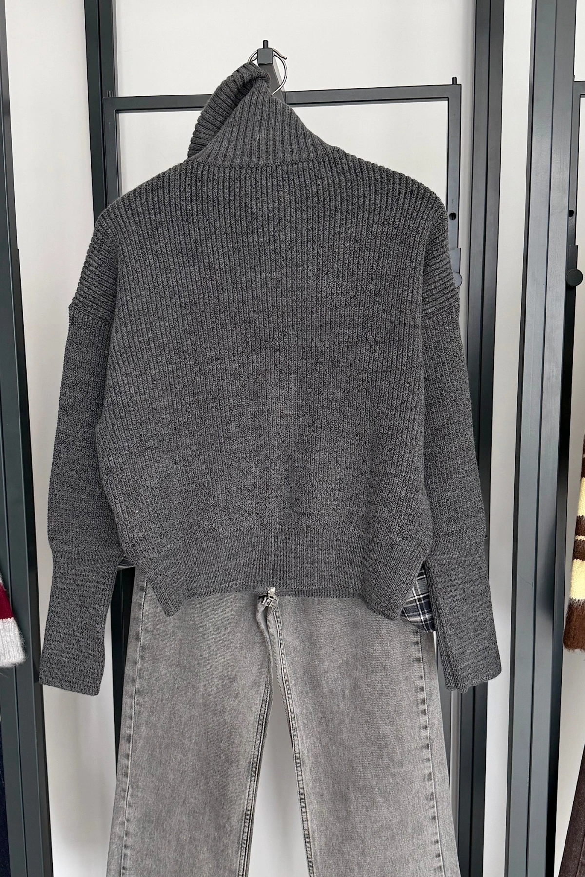 Çift Fermuarlı Hırka Antrasit