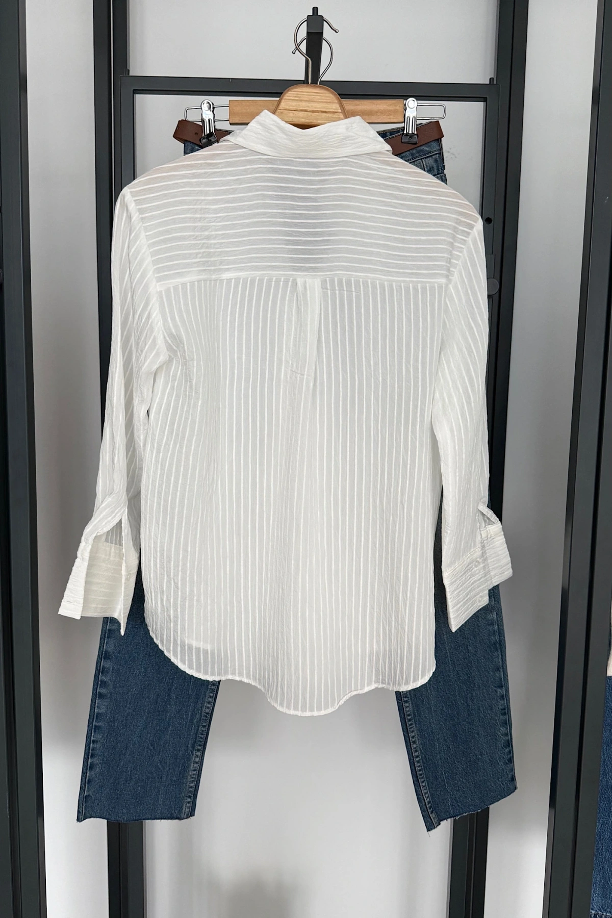 Çizgi Desenli Gömlek Beyaz