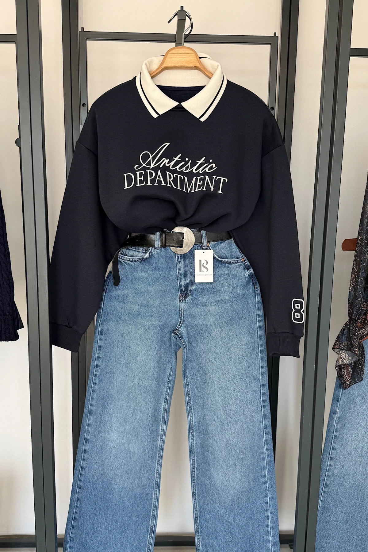 Contrast Polo Yaka Sweatshirt