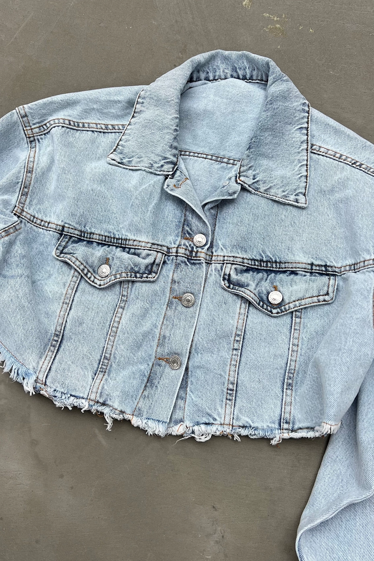 Crop Kot Ceket Mavi