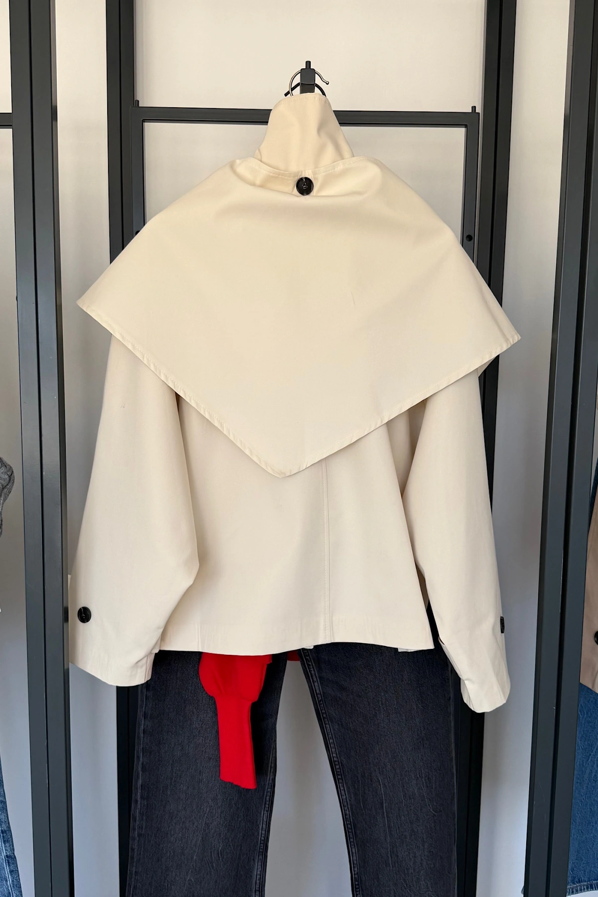 Cross Cape Ceket Krem