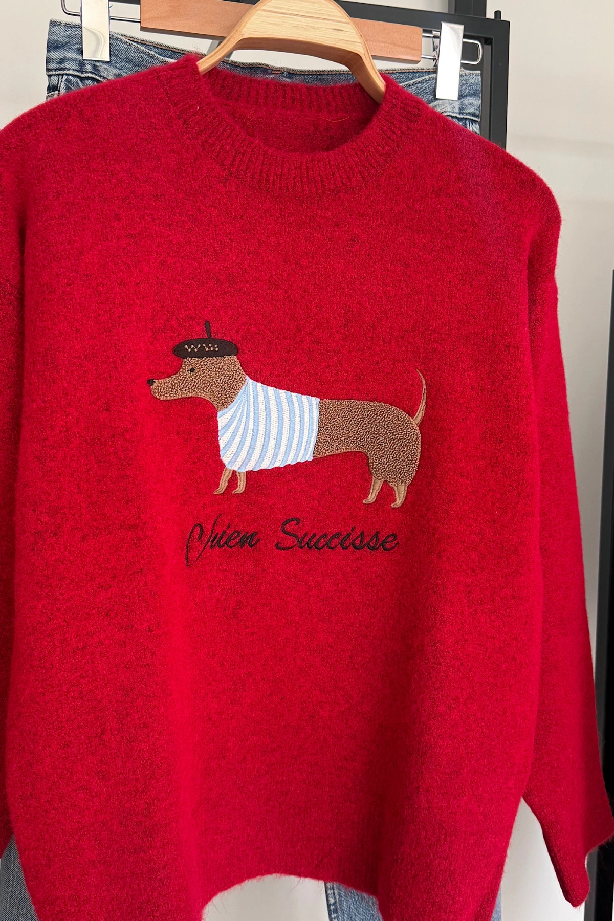 Dachshund Triko Kazak Kırmızı