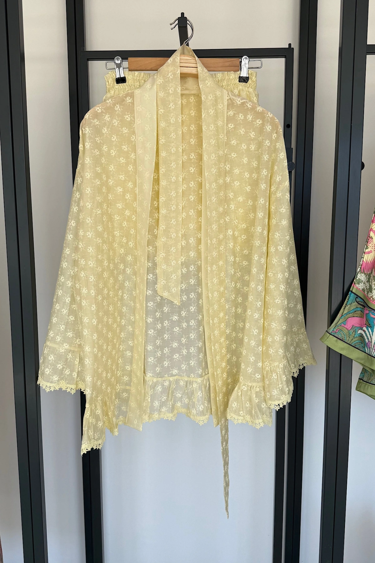 Premium Dantel Dokulu Kimono Şort Takım