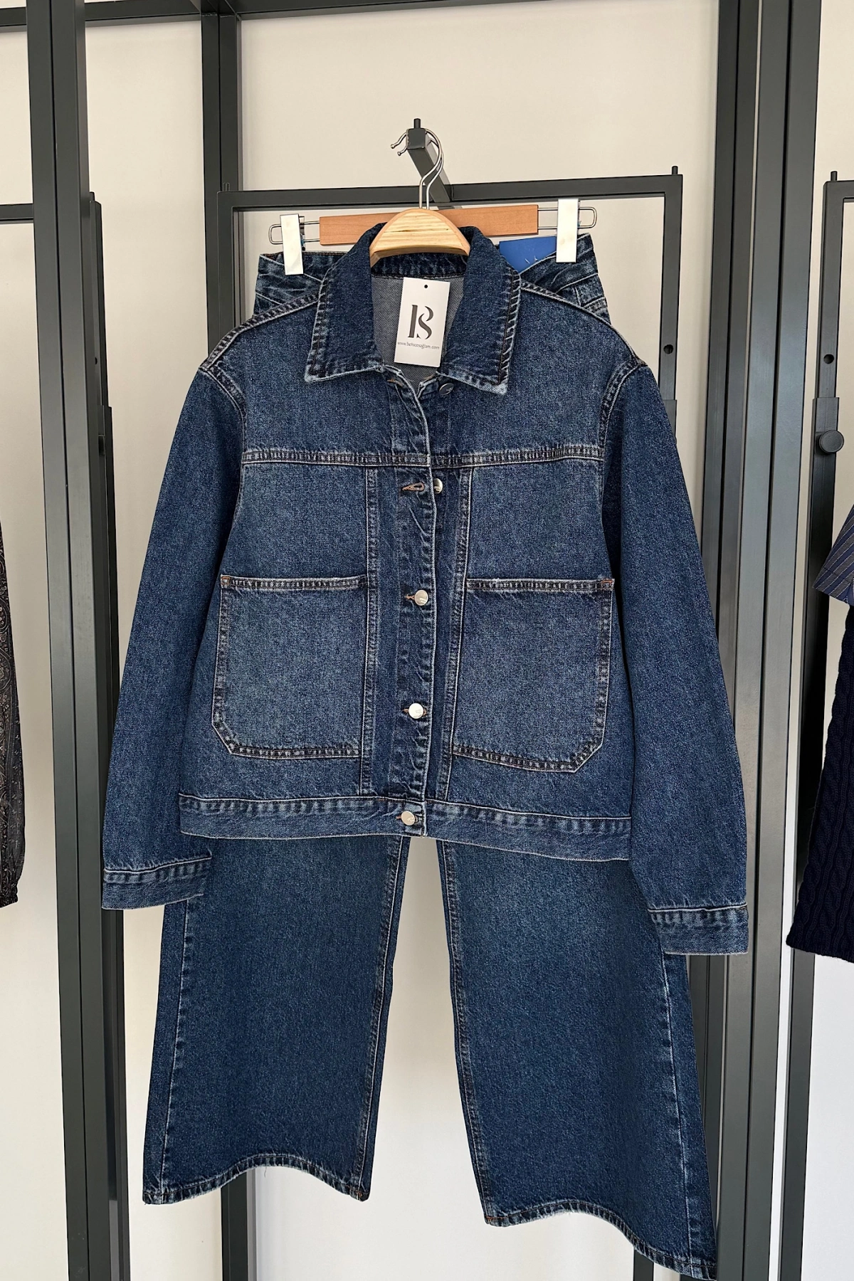 Denim Çift Cepli Kot Ceket Mavi