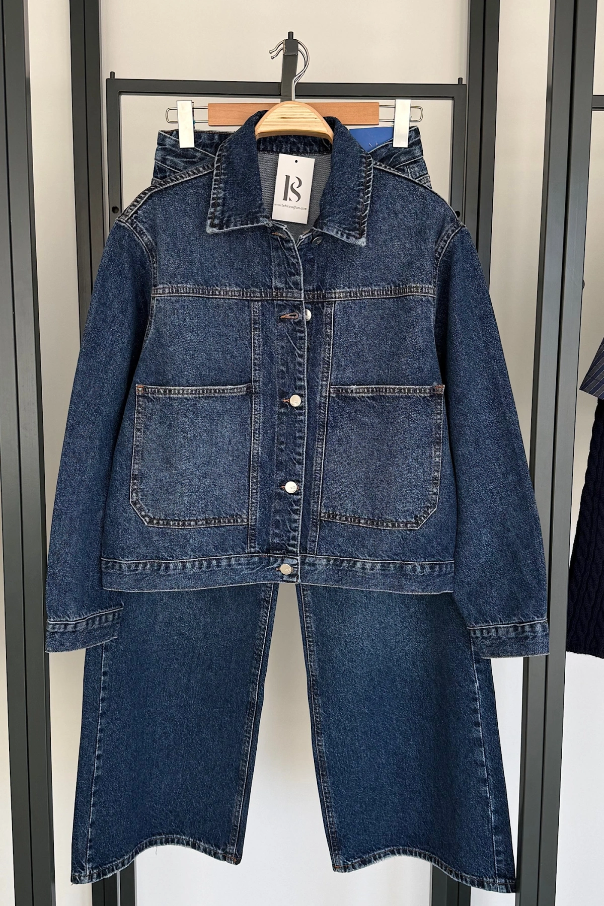 Denim Çift Cepli Kot Ceket Mavi