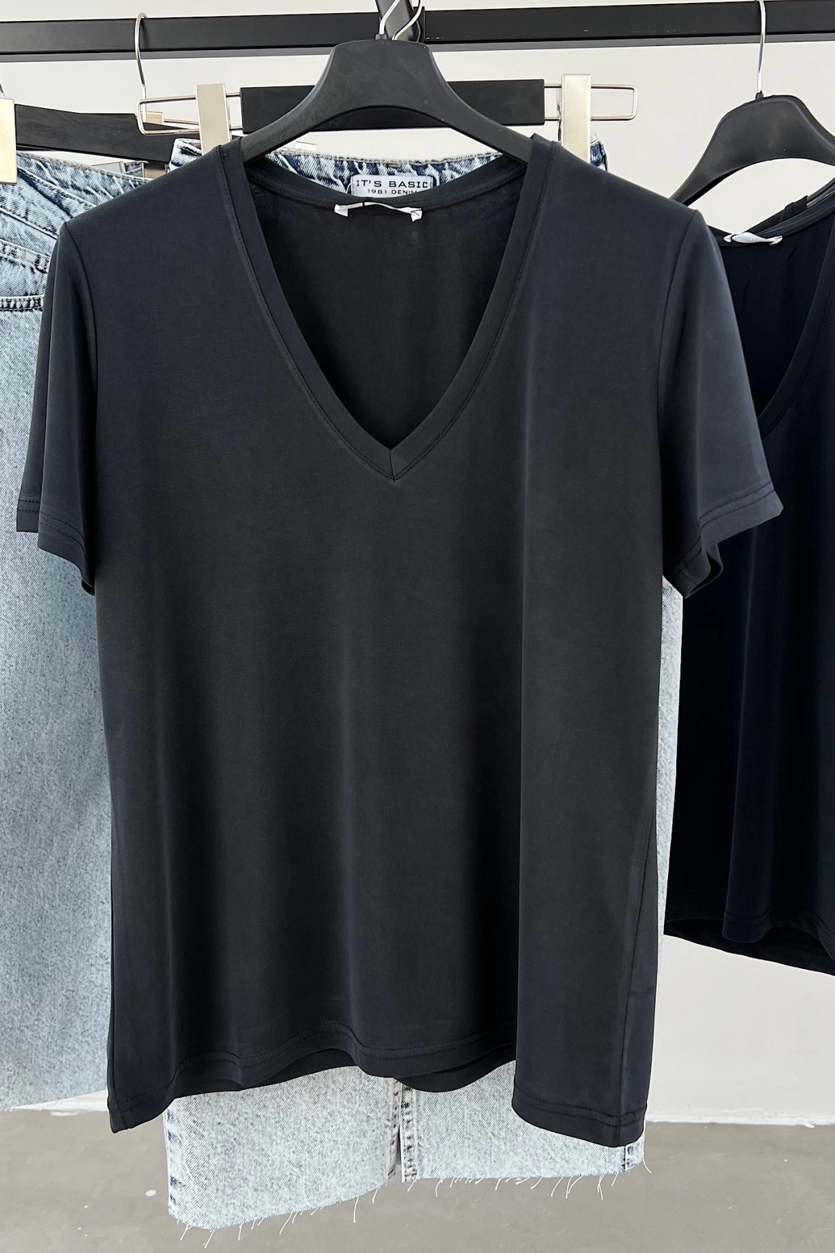 Deep V Neck Modal Straight Tshirt