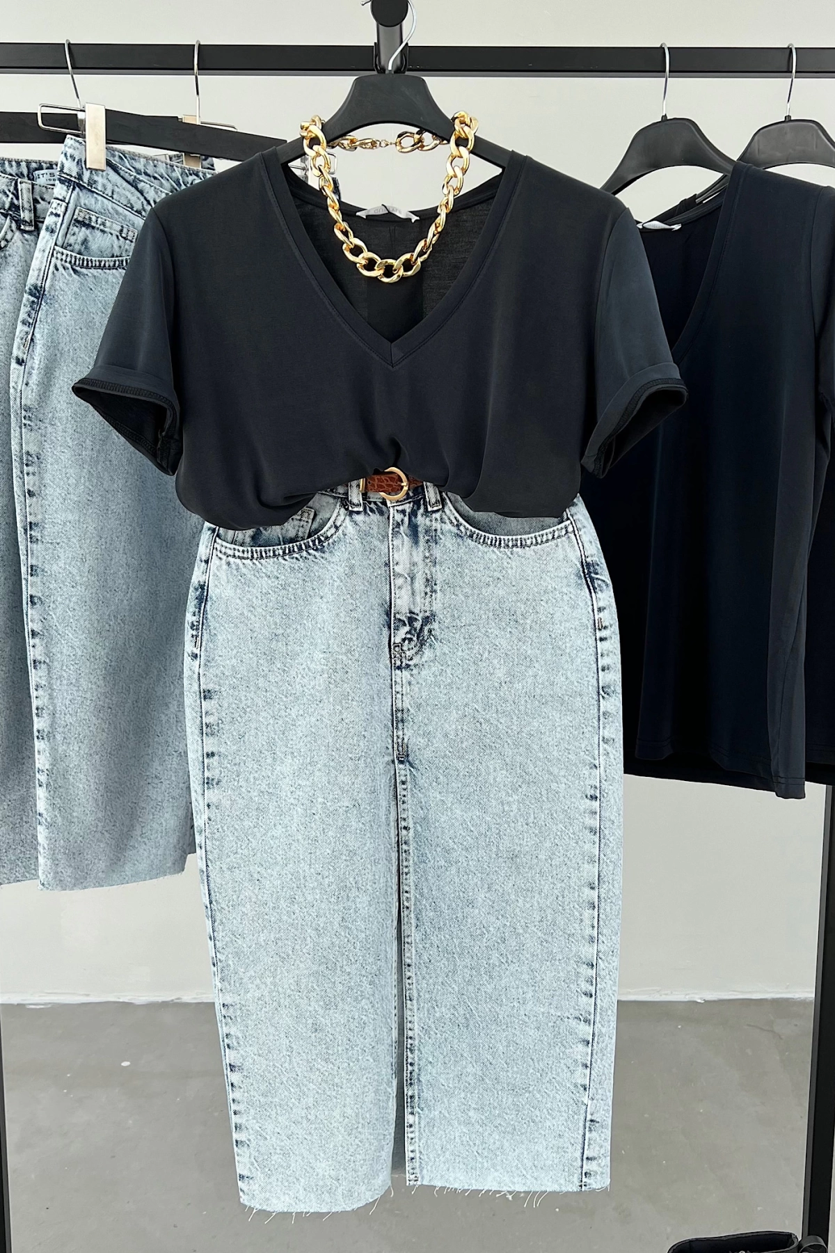 Deep V Neck Modal Straight Tshirt