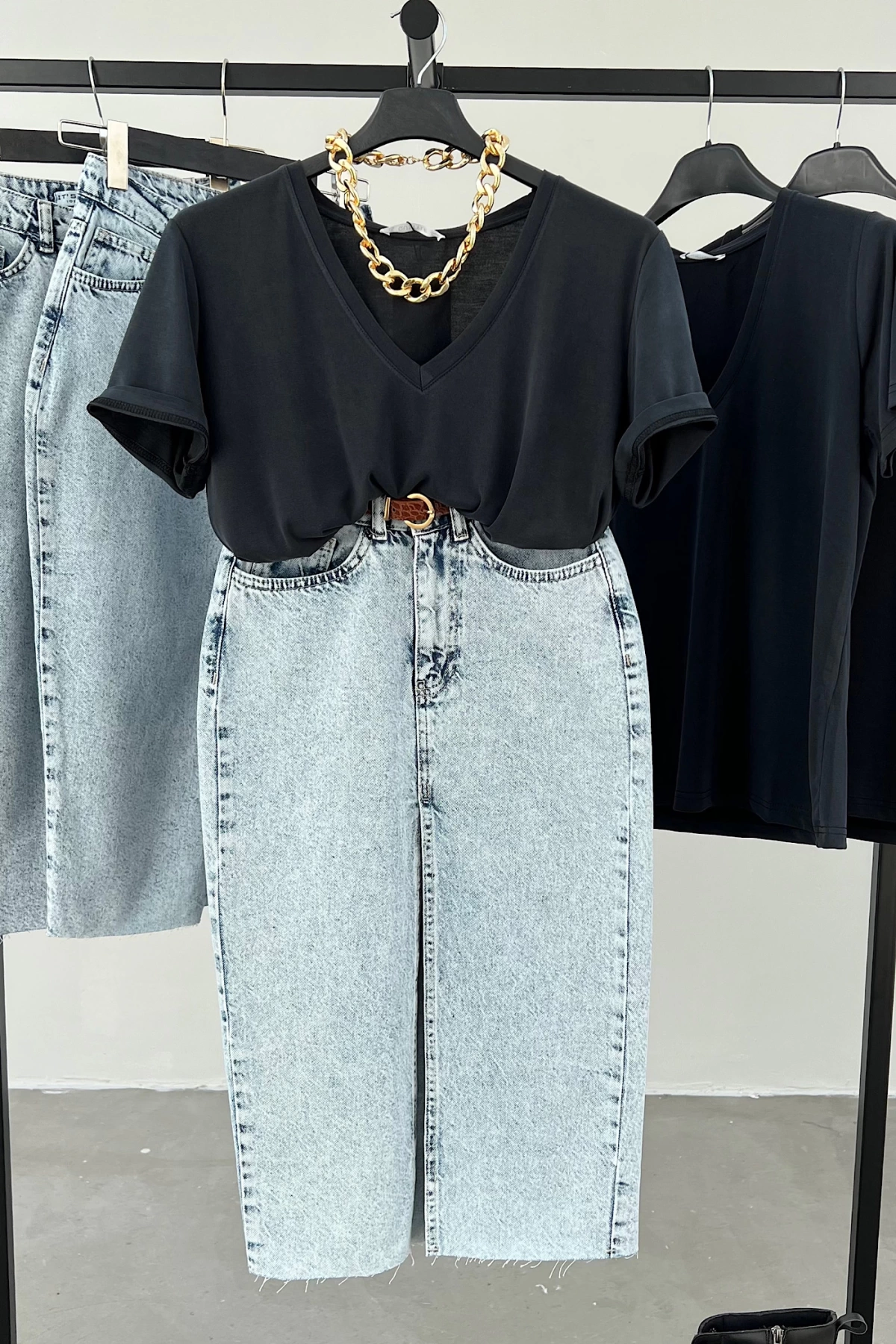 Deep V Neck Modal Straight Tshirt