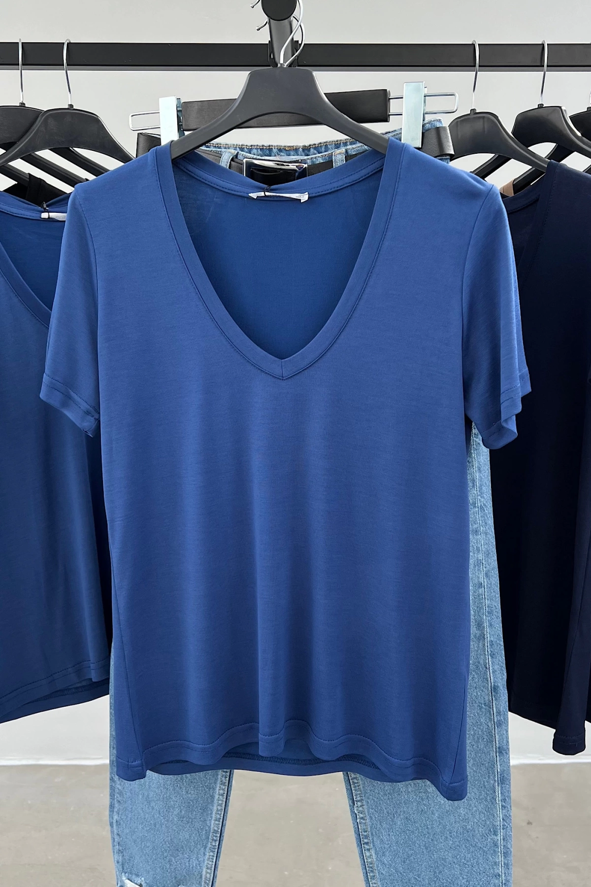 Deep V Neck Modal Plain Tshirt