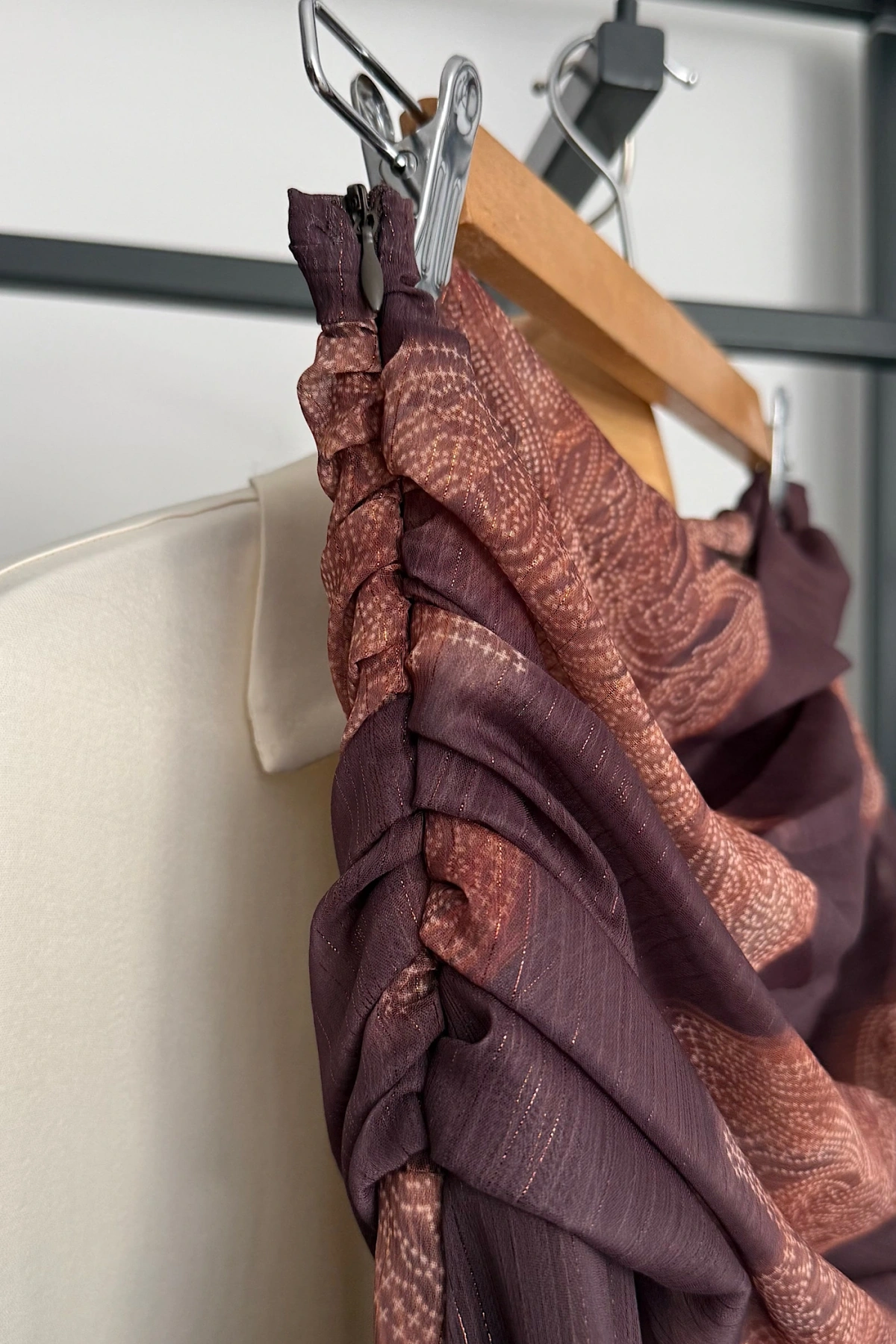 Desenli Şal Etek Kahverengi