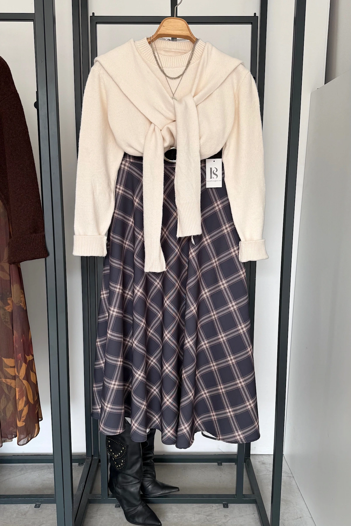 Ekose Etek Füme-Bej