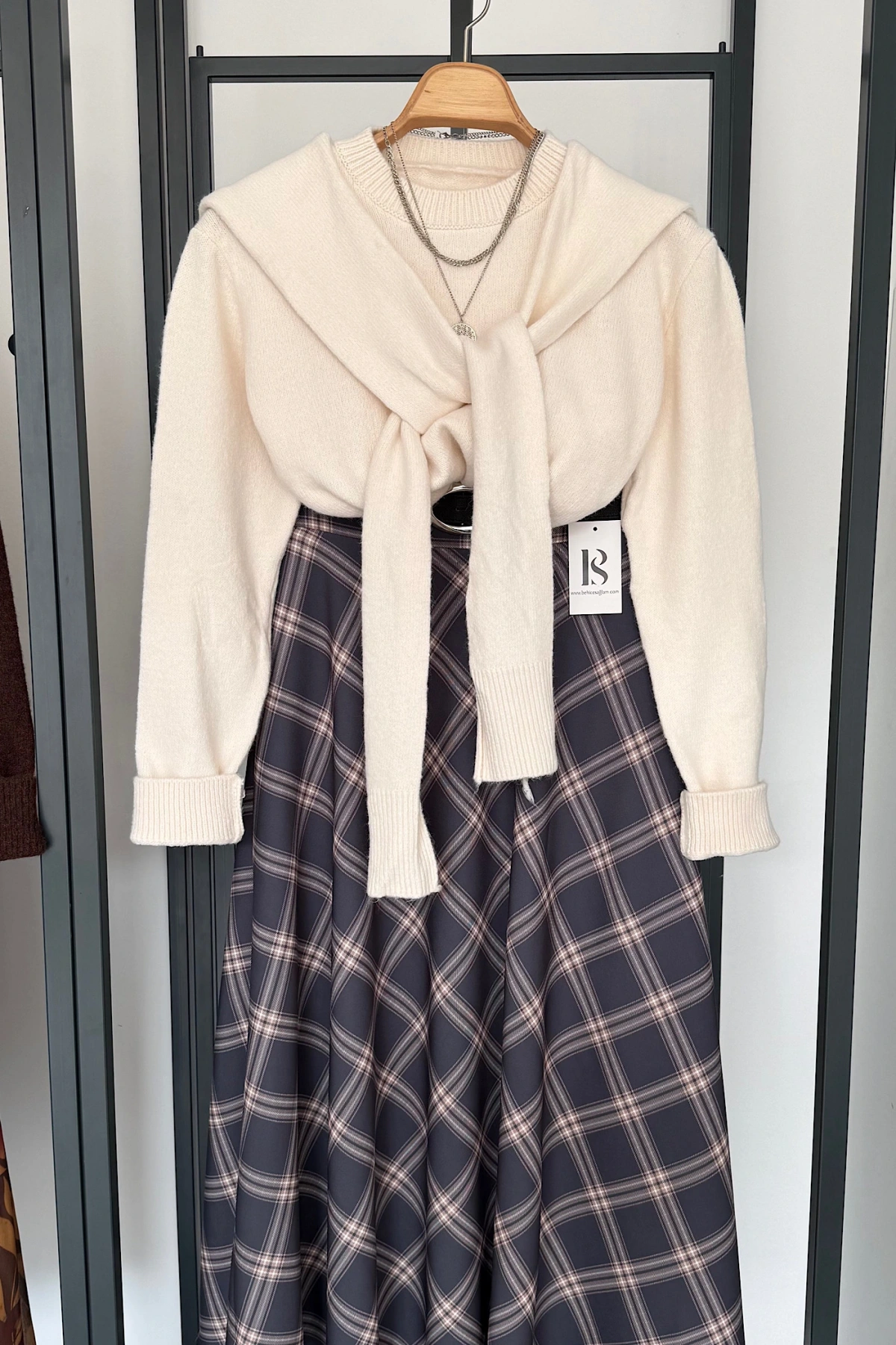 Ekose Etek Füme-Bej