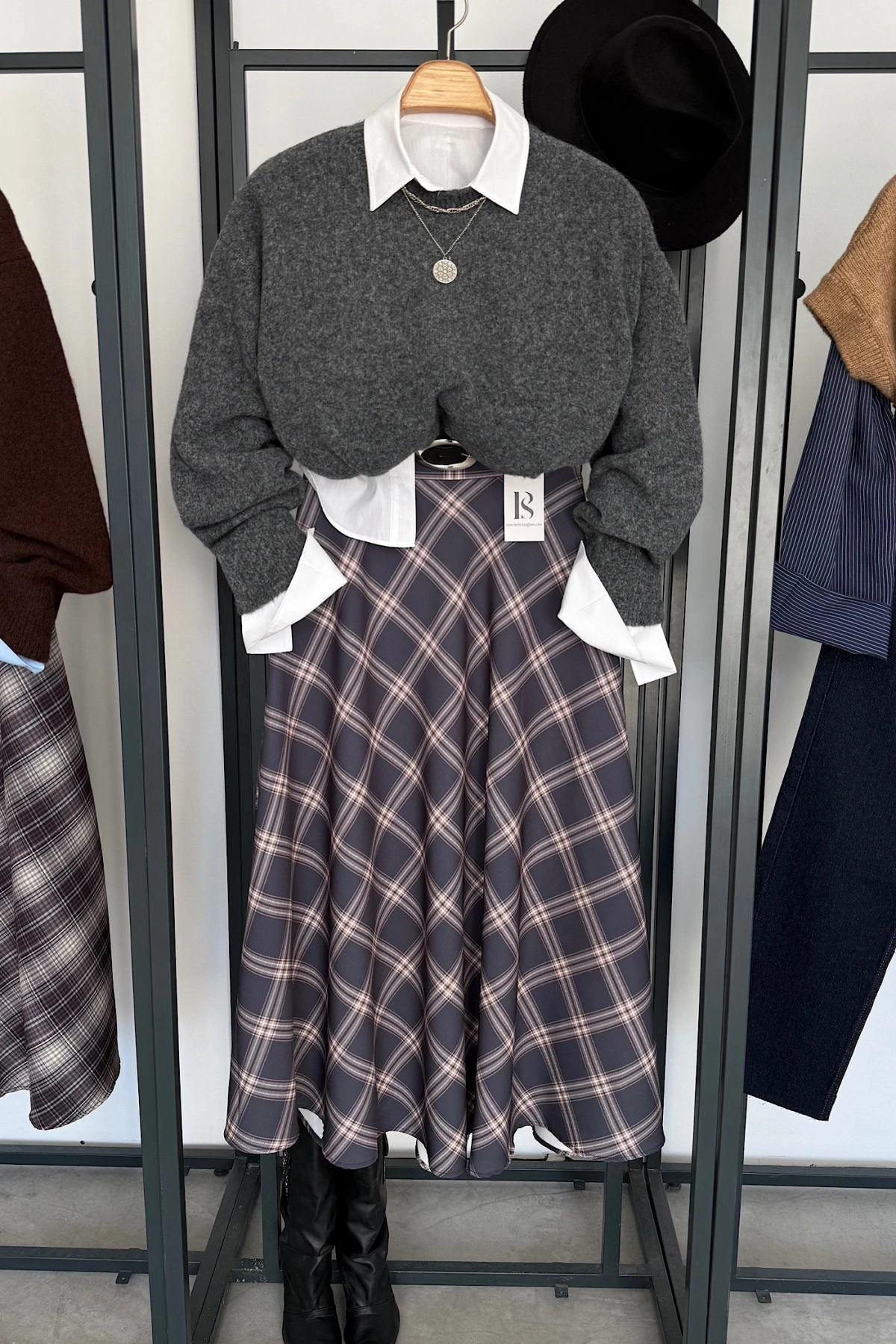 Ekose Etek Füme-Bej