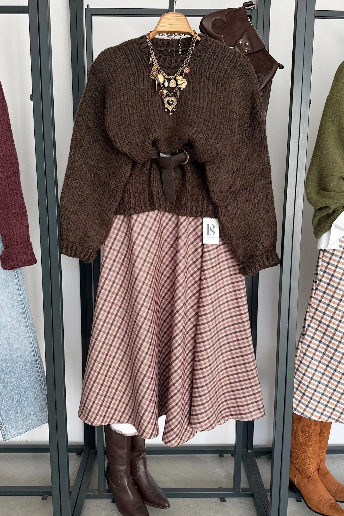 Ekose Etek Kahverengi