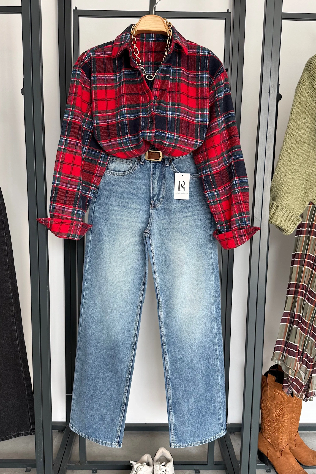 Ekose Oduncu Gömlek Kırmızı-Lacivert