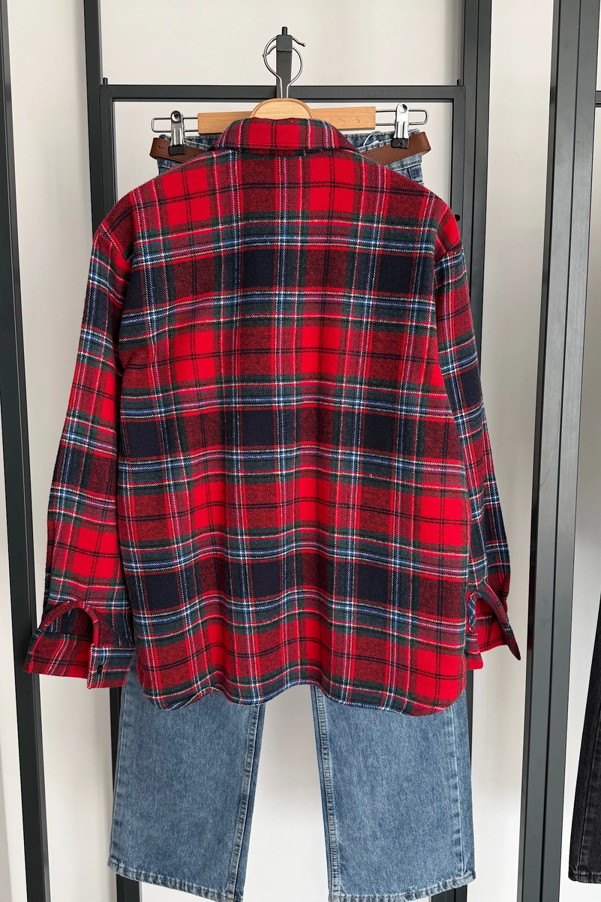 Ekose Oduncu Gömlek Kırmızı-Lacivert