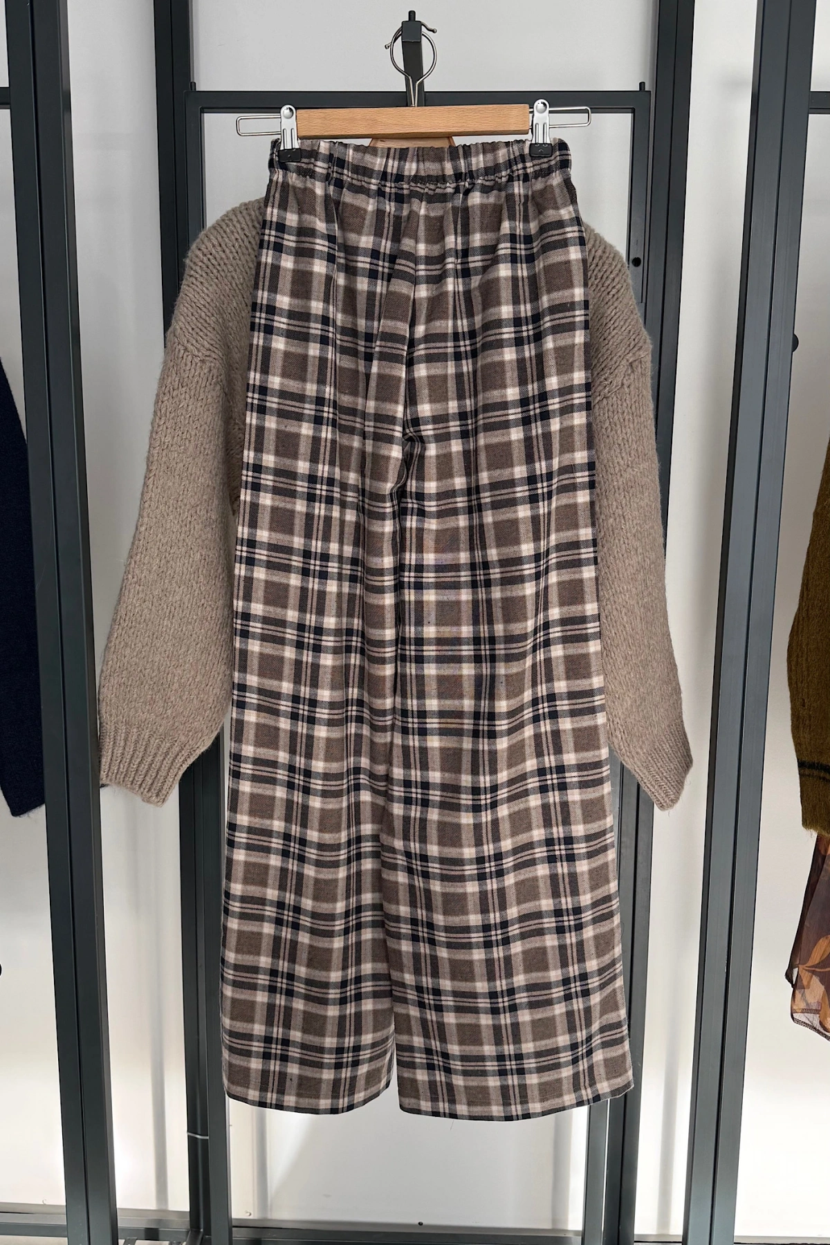 Ekose Pantolon Bej-Lacivert