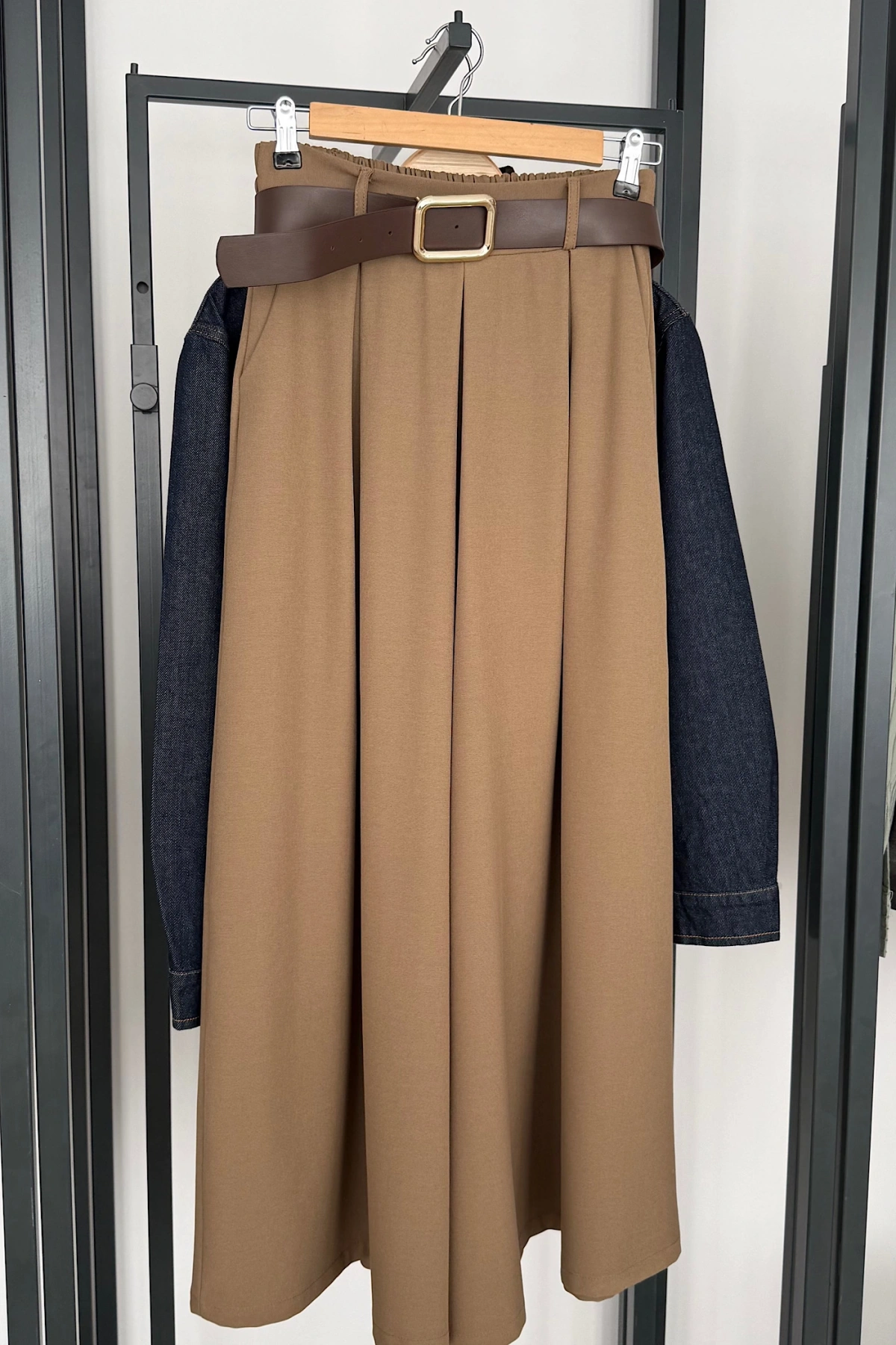 Etekli Pantolon Karamel