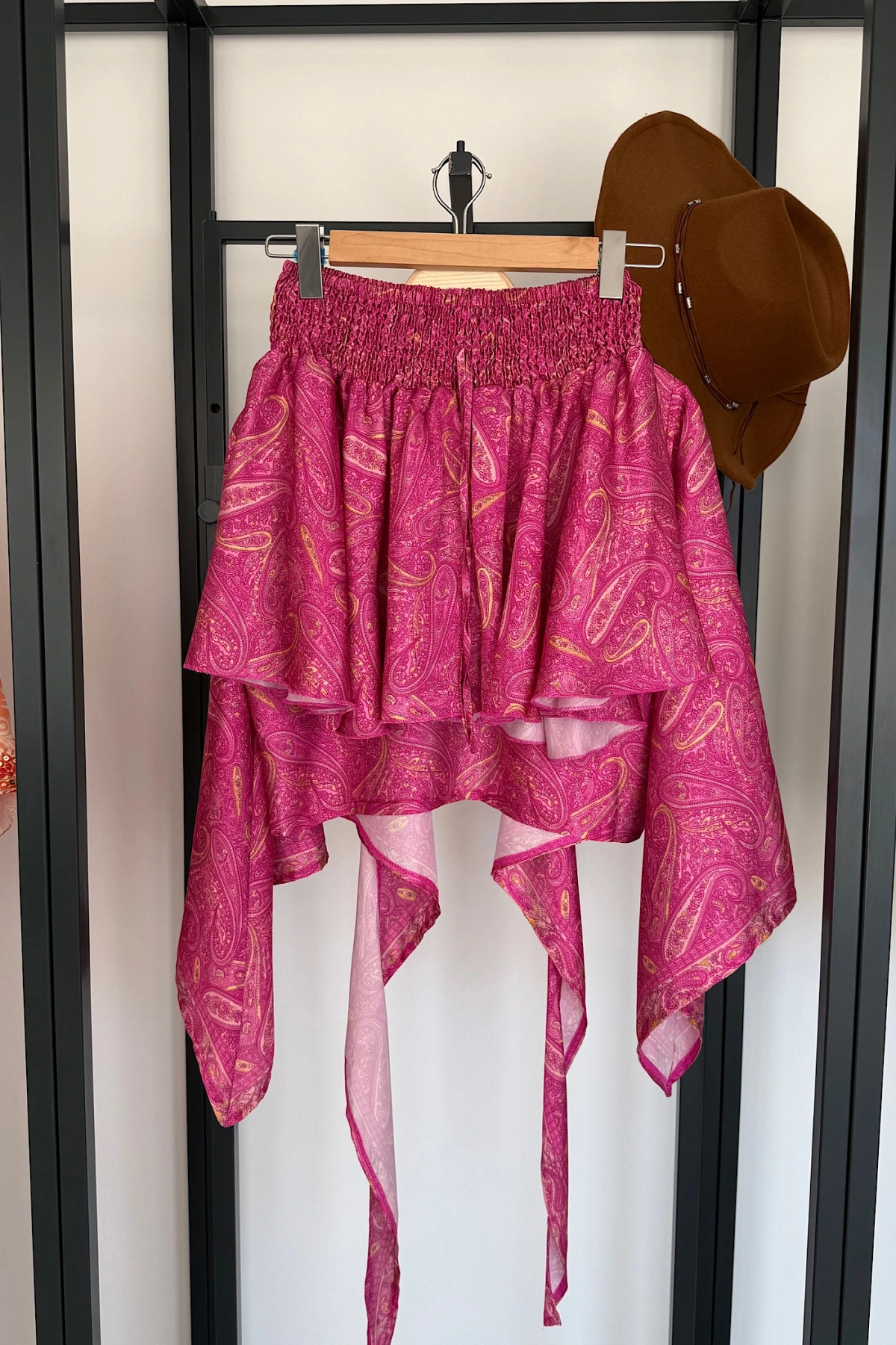 Etnik Desen Şortlu Bluz Takım Pembe