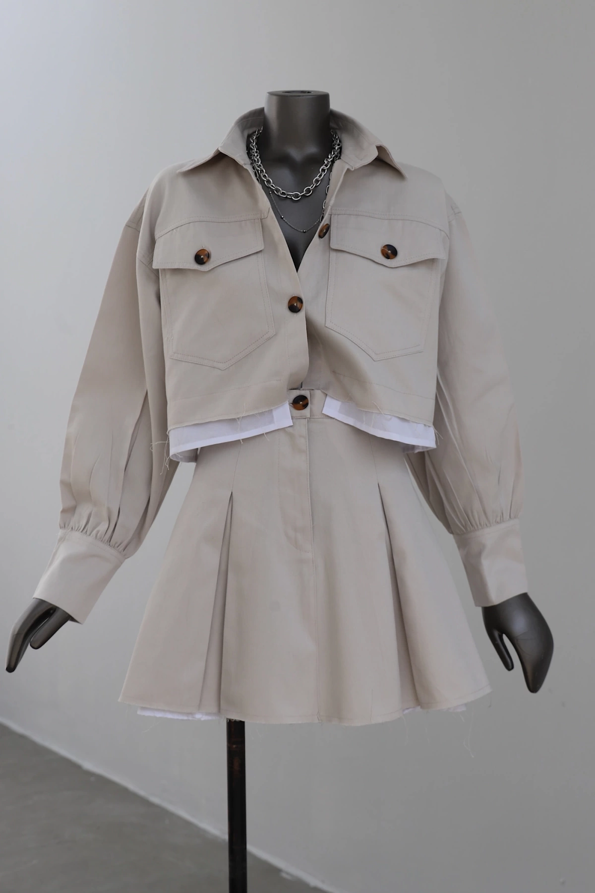 Shirt Detail Skirt Set